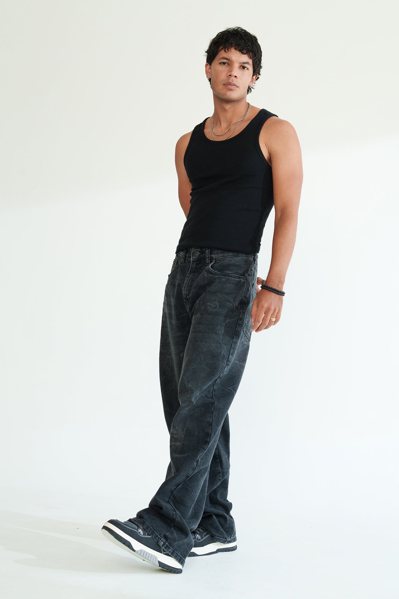 Static Black Men's Baggy Straight Jeans