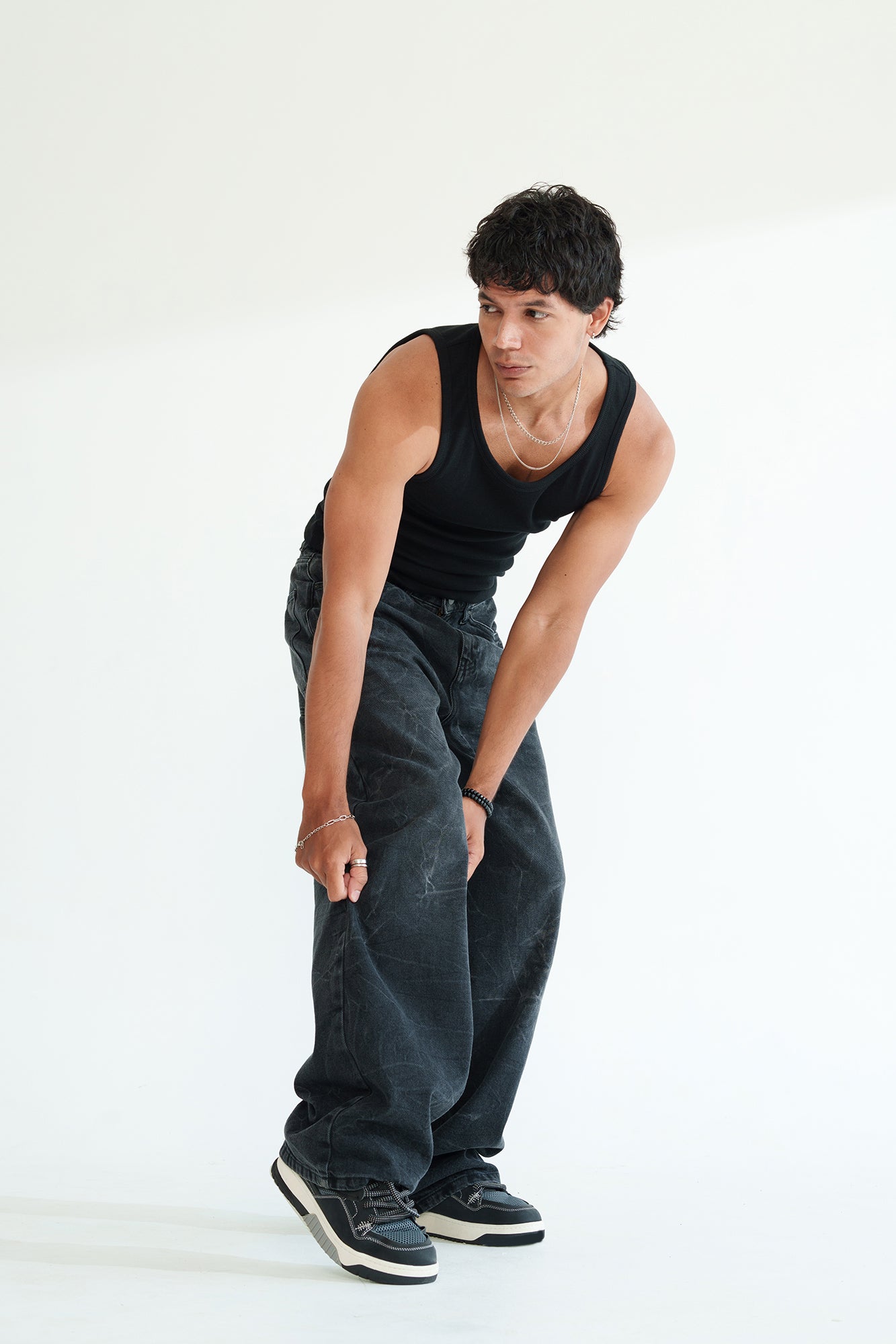 Static Black Men's Baggy Straight Jeans
