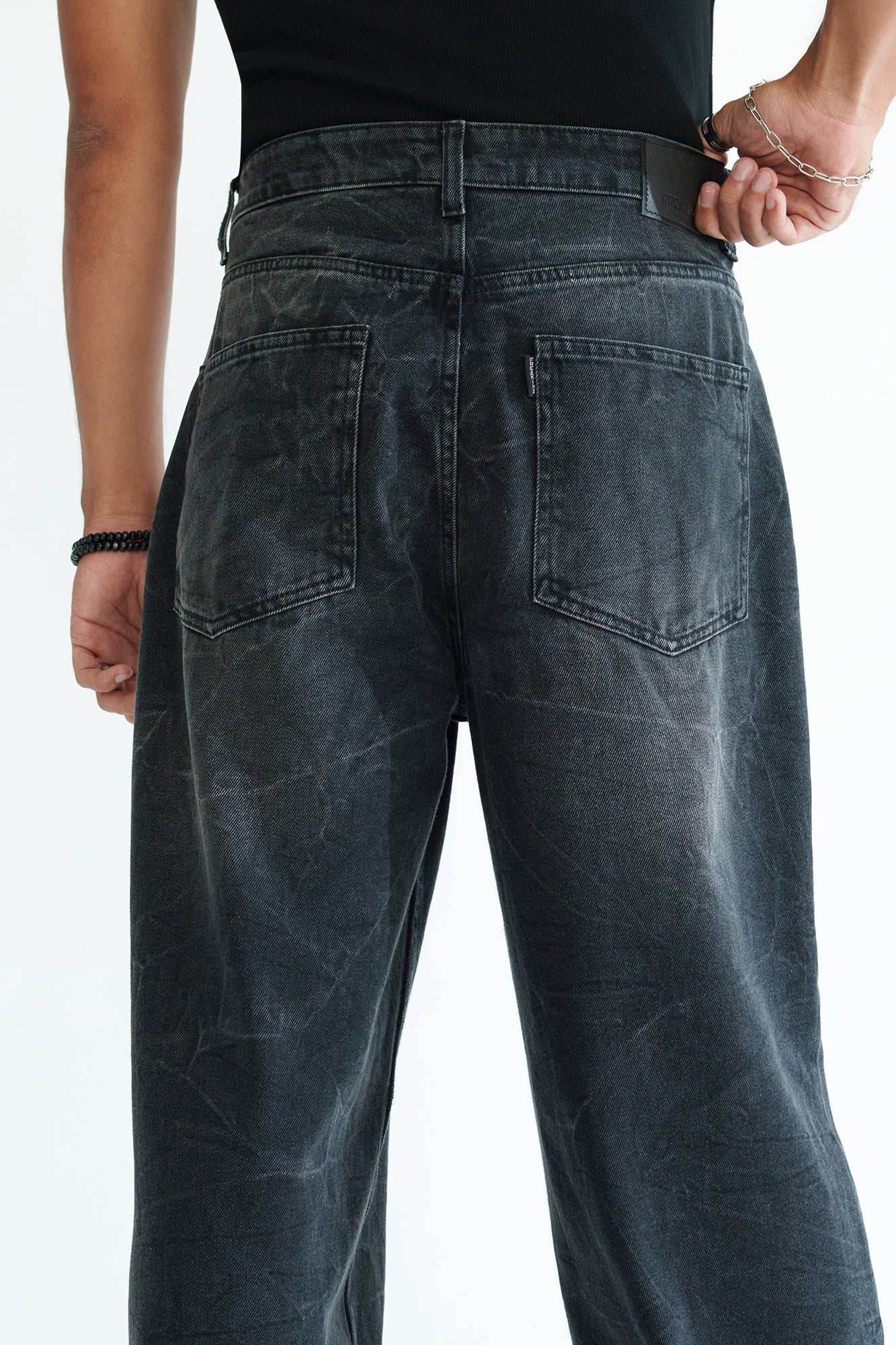 Static Black Men's Baggy Straight Jeans