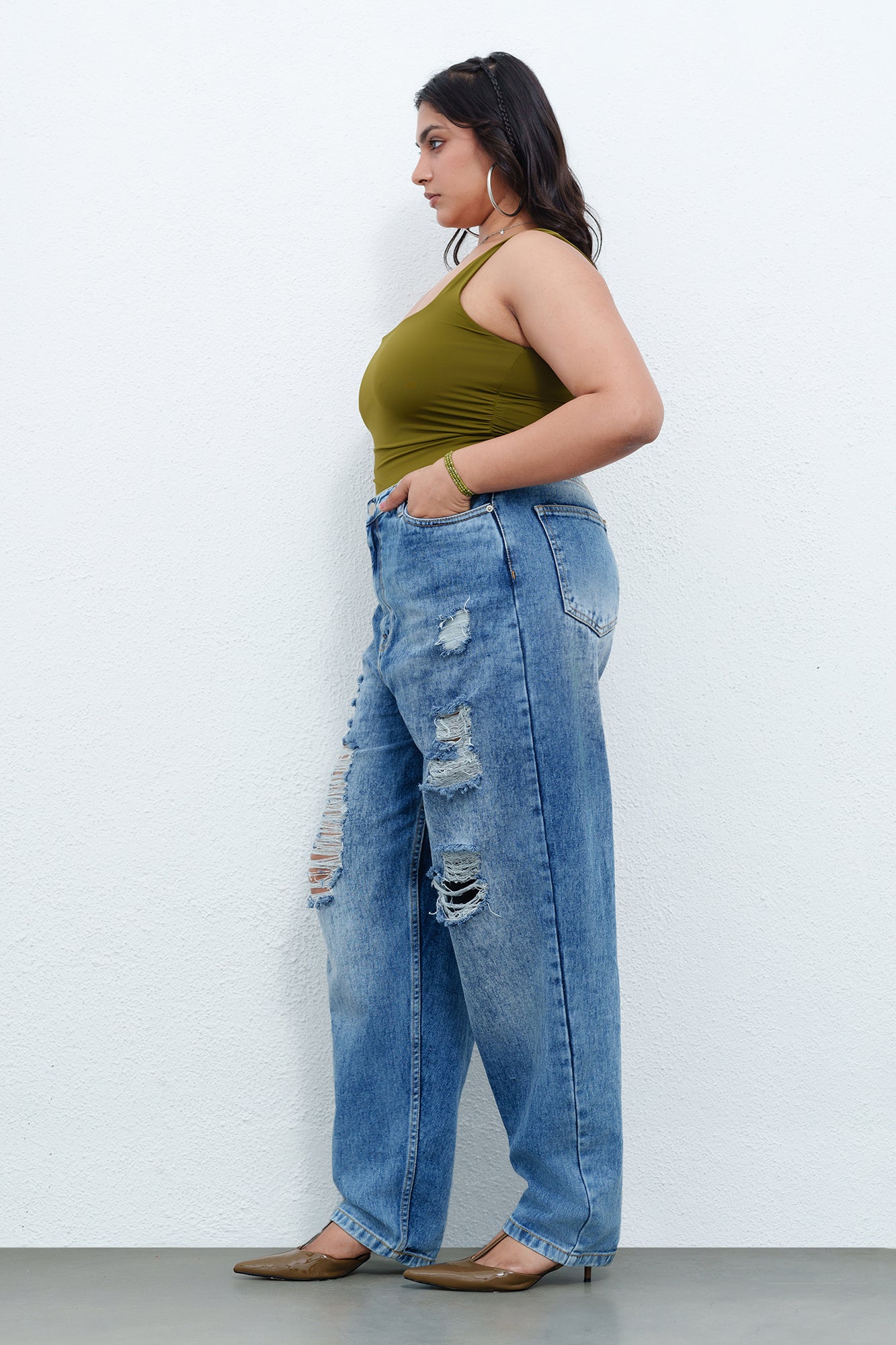 【HI FI FNK】Enrty Curved Denim Pants HJK Exclusive Curved Denim Jeans