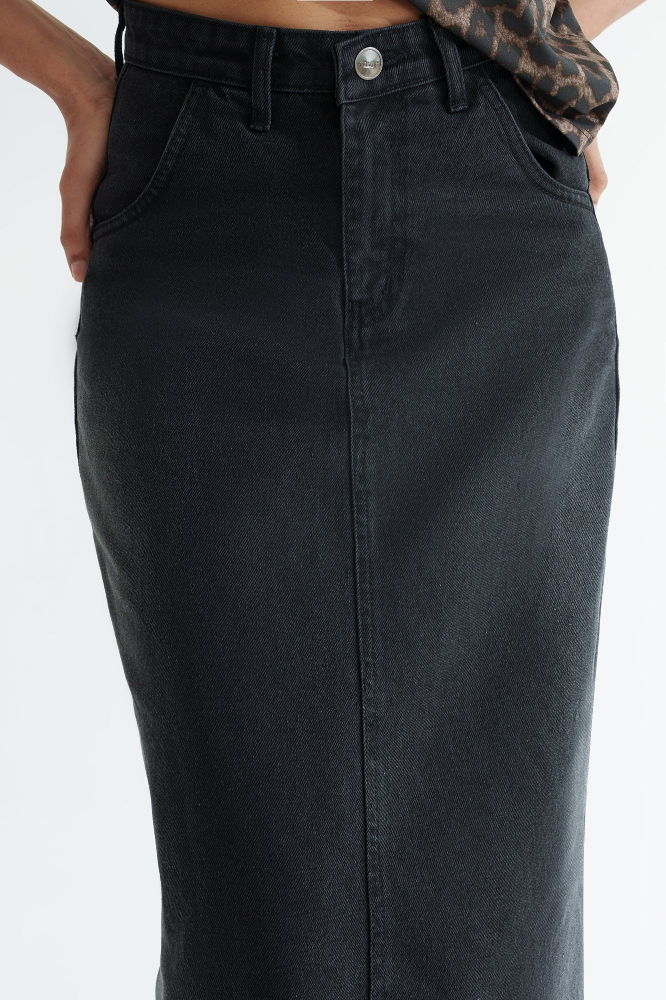 Moonfade Long Straight Denim Skirt