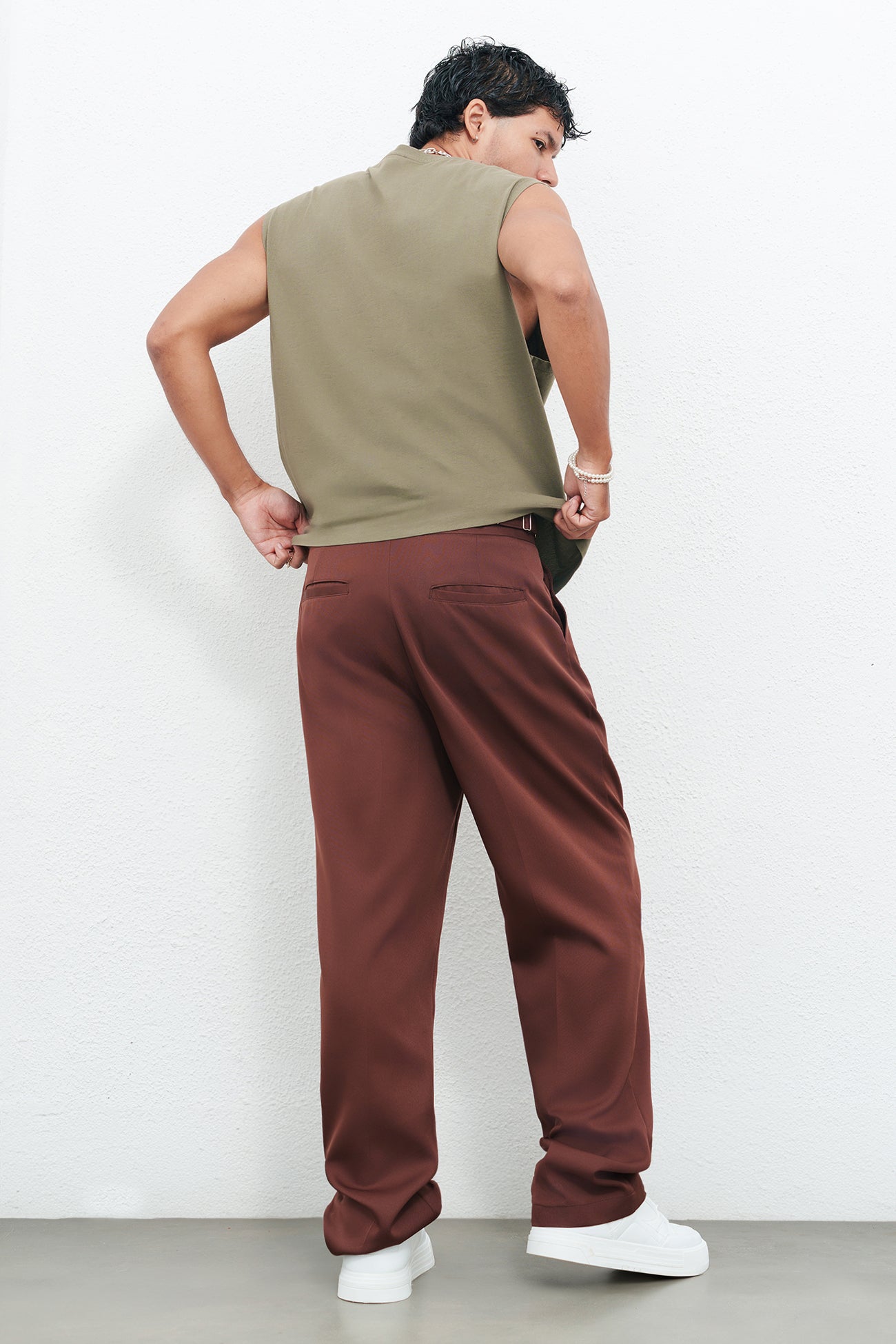 Truffle Brown Adjustable Men's Straight Korean Pants
