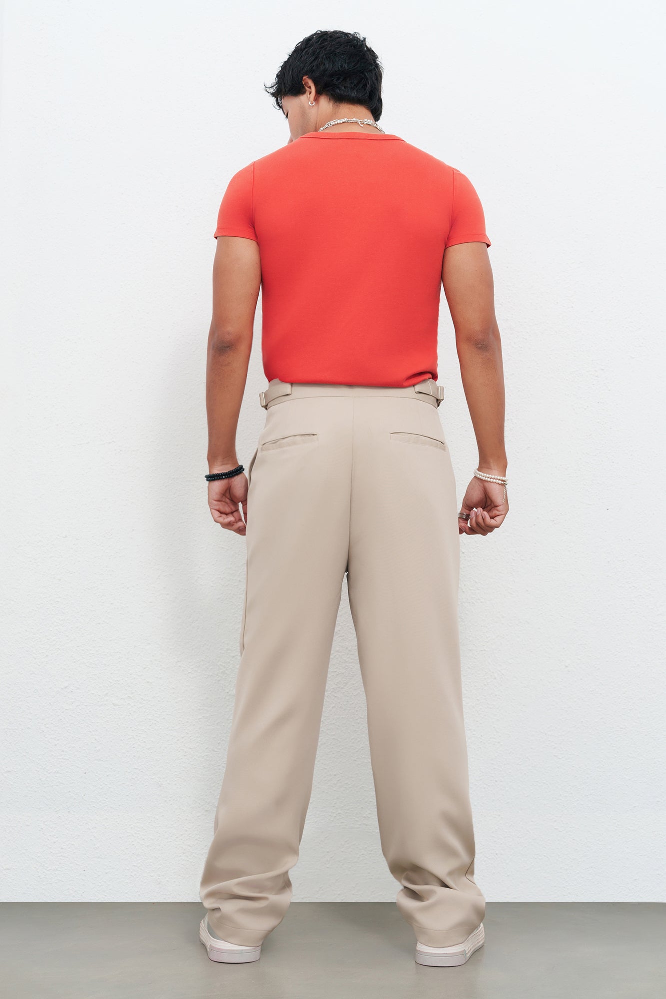 Ash Taupe Adjustable Men's Straight Korean Pants