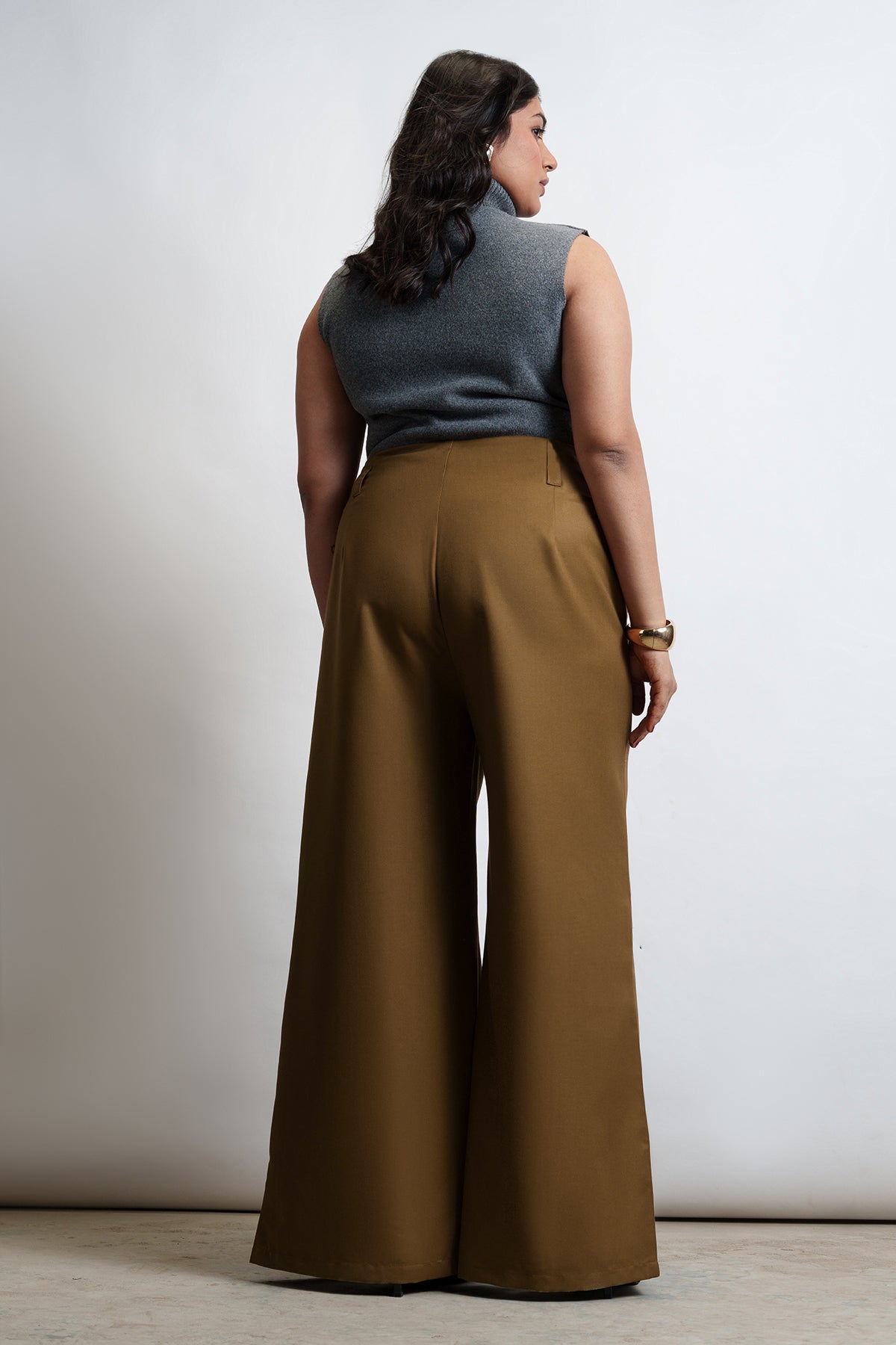 Maplewood Front Slit Curve Flared Korean Pants