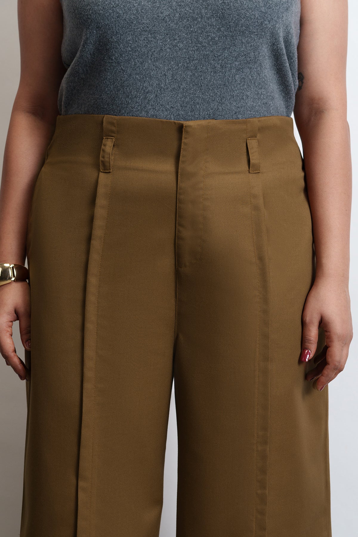 Maplewood Front Slit Curve Flared Korean Pants