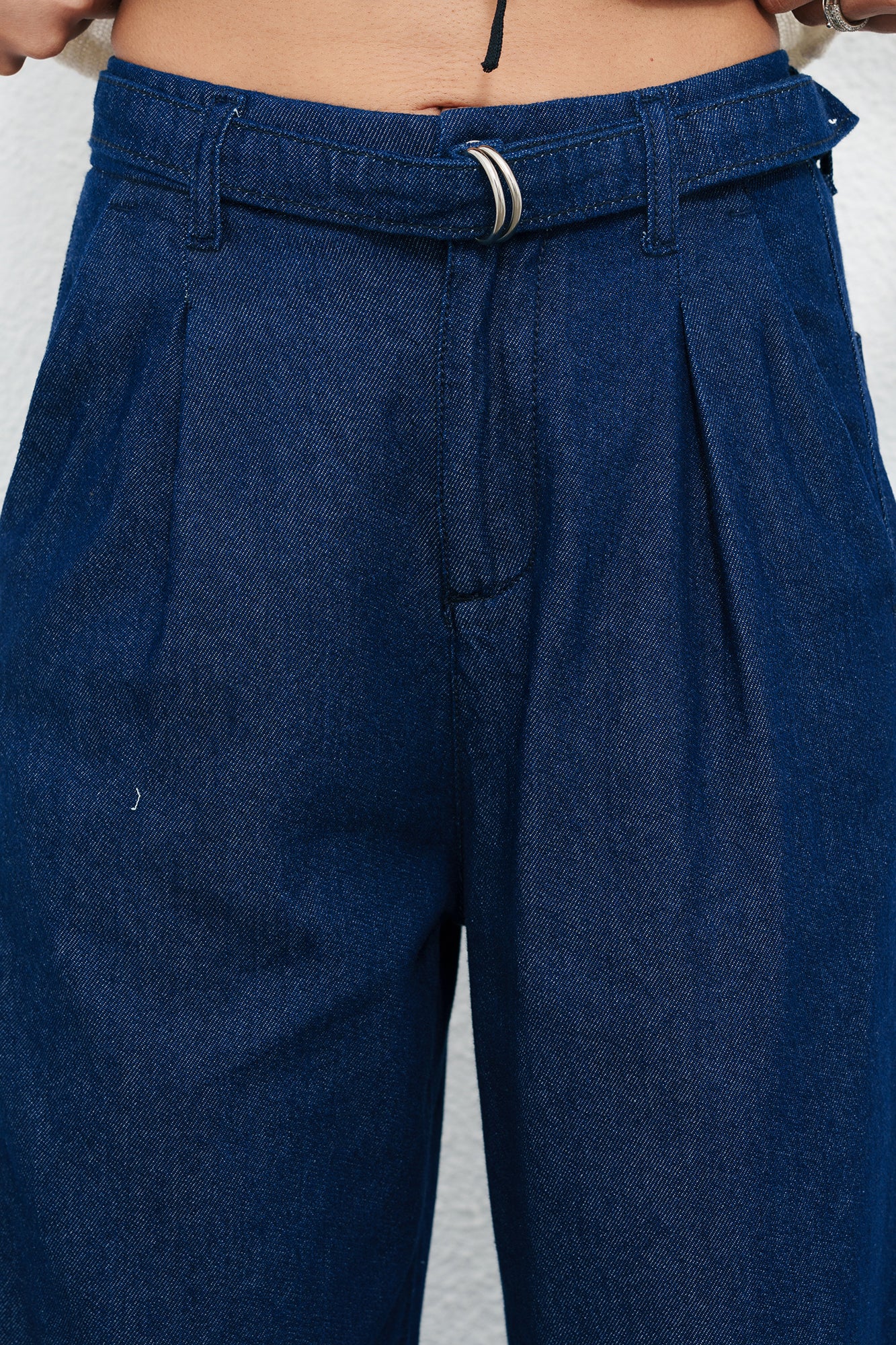 Formal Indigo Belted Women's Straight Jeans
