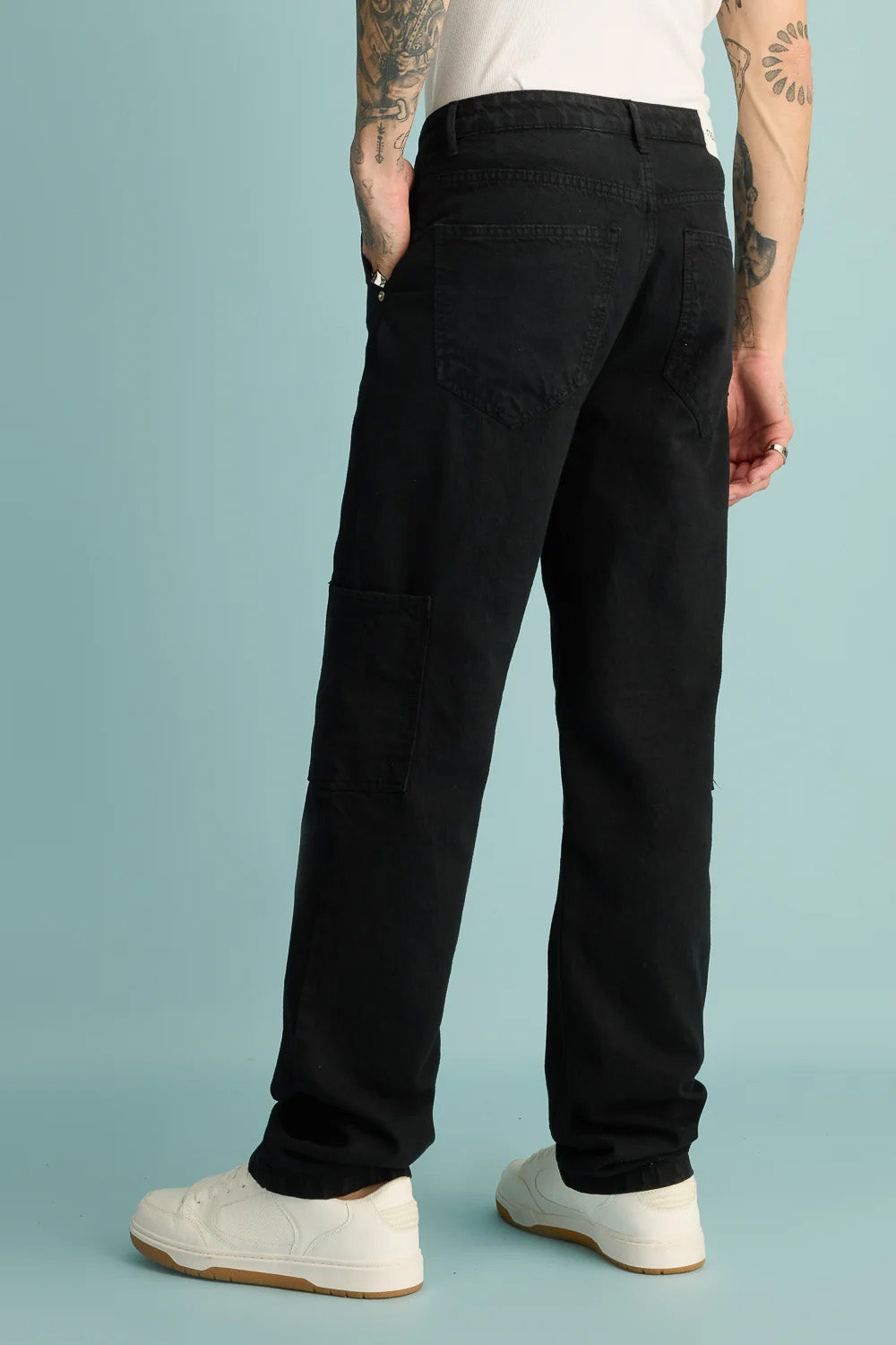 Stealth Black Men's Straight Cargo Jeans