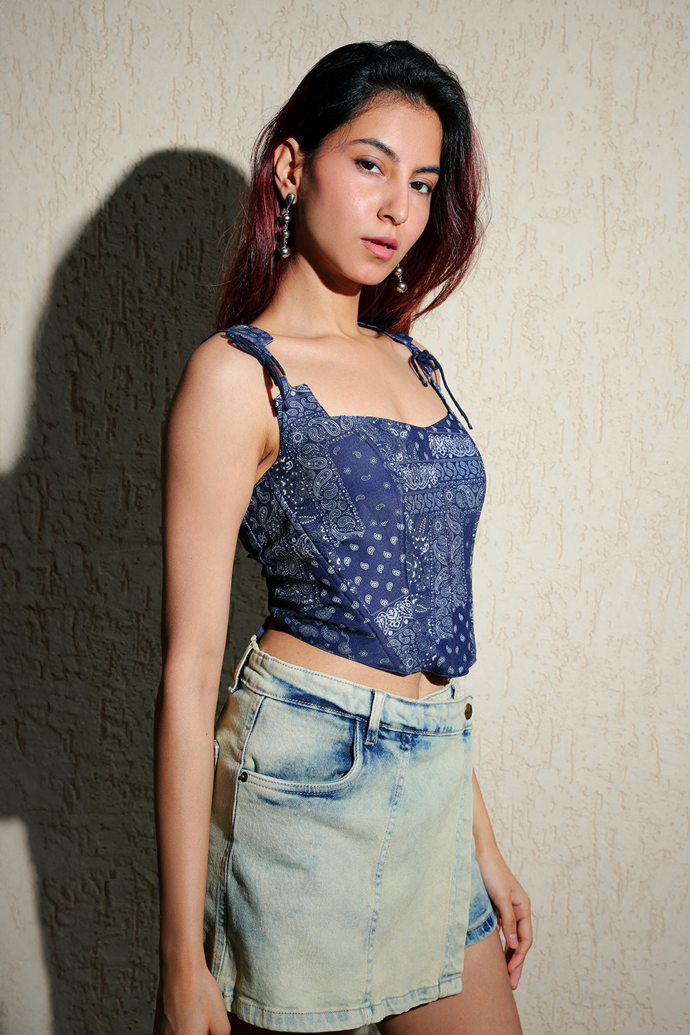 Blue Paisley Corset Top