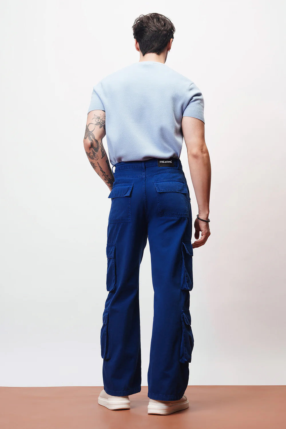 Turbo Blue Men's Baggy Straight Cargo Pants