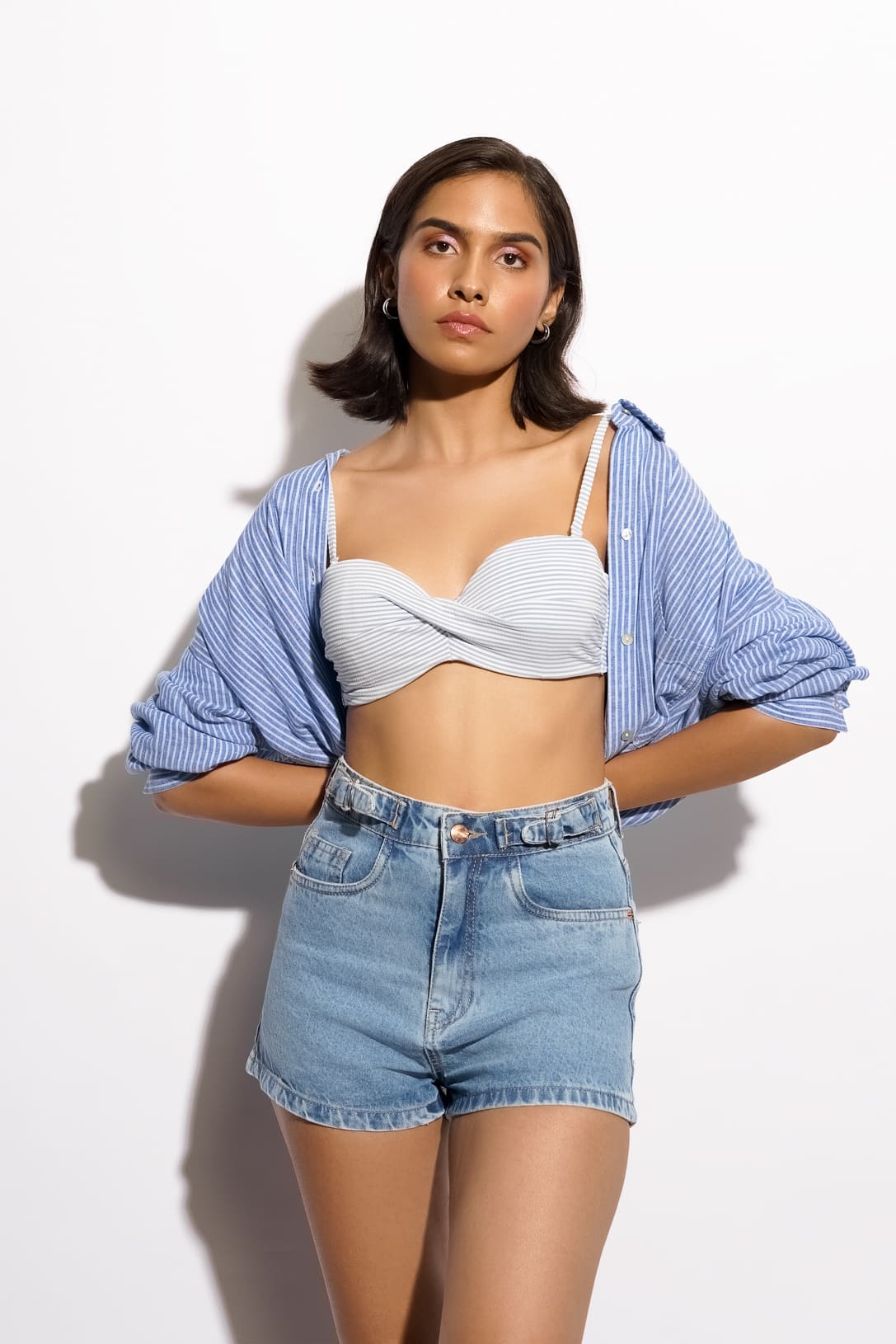 women's high elastic ripped jeans denim shorts - The Little Connection
