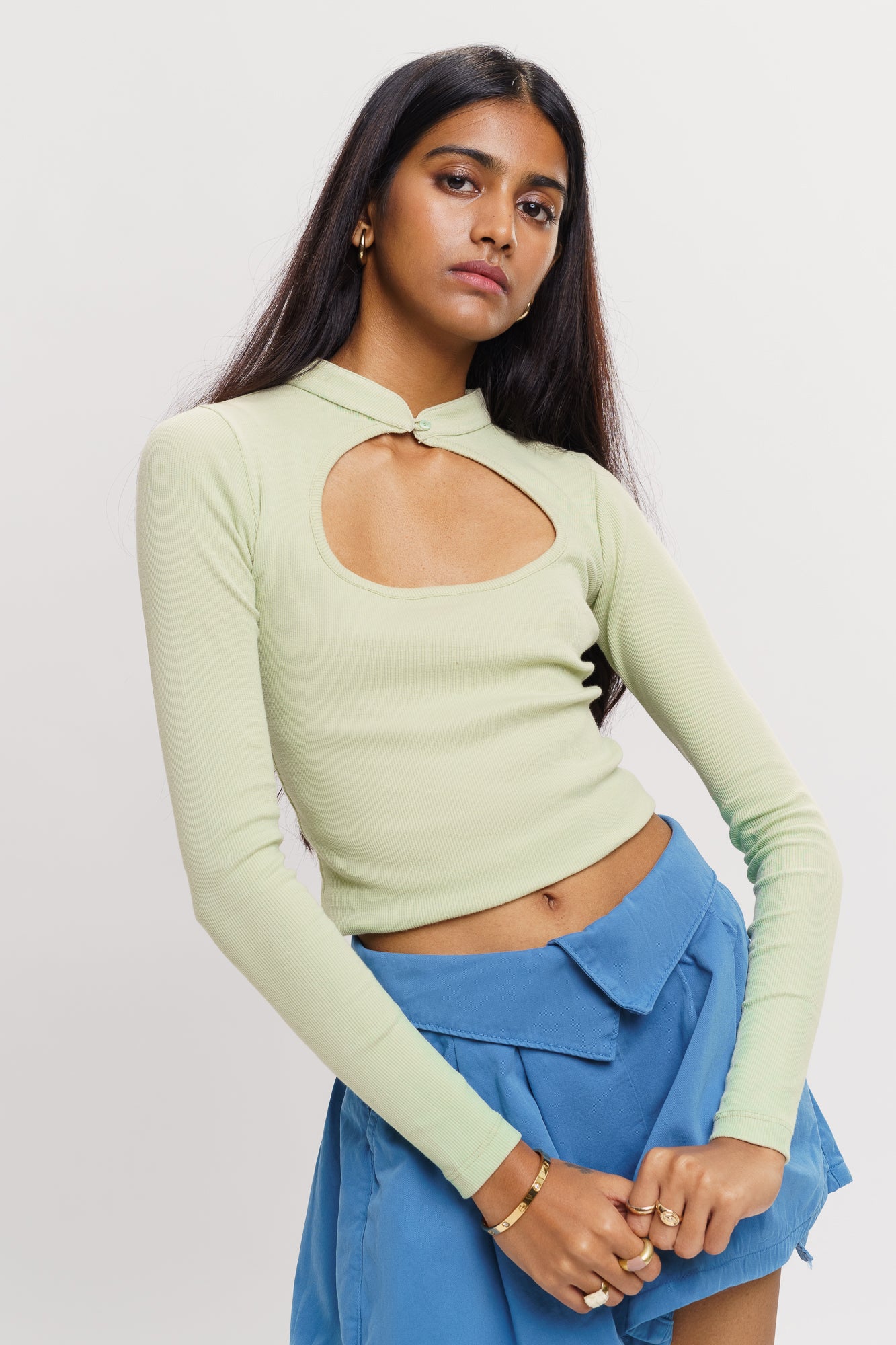 SAGE GREEN CUT OUT TOP