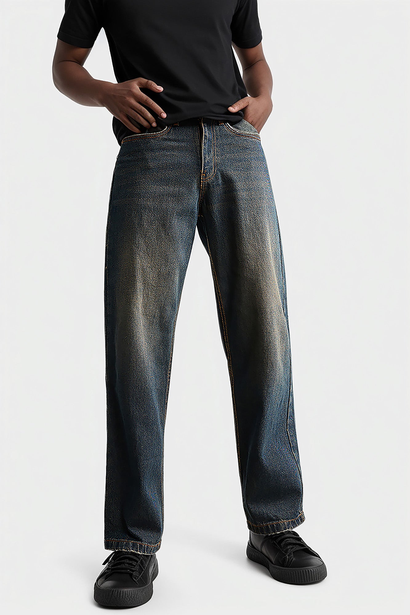 Blue Tinted Men's Wide Jeans