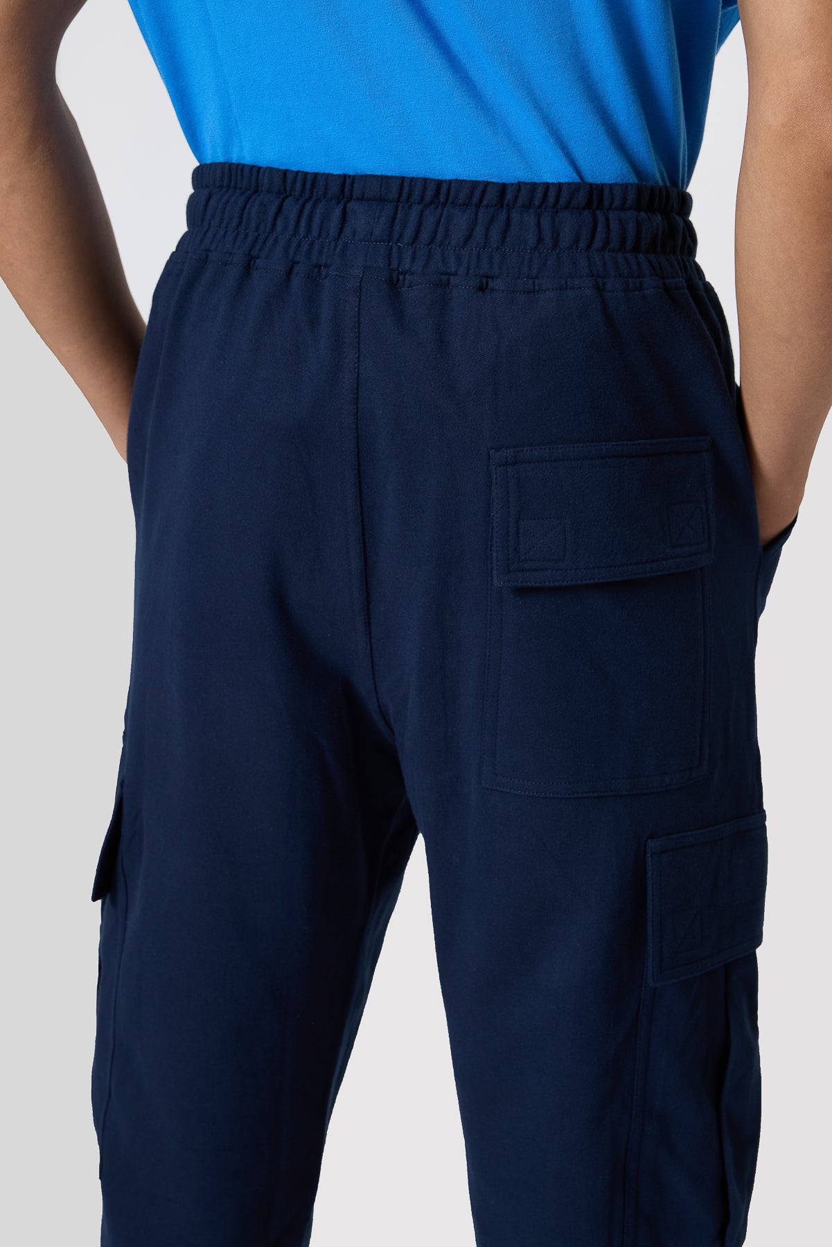 Relaxed Fit Cotton Knitted Men's Jogger Cargos - Navy