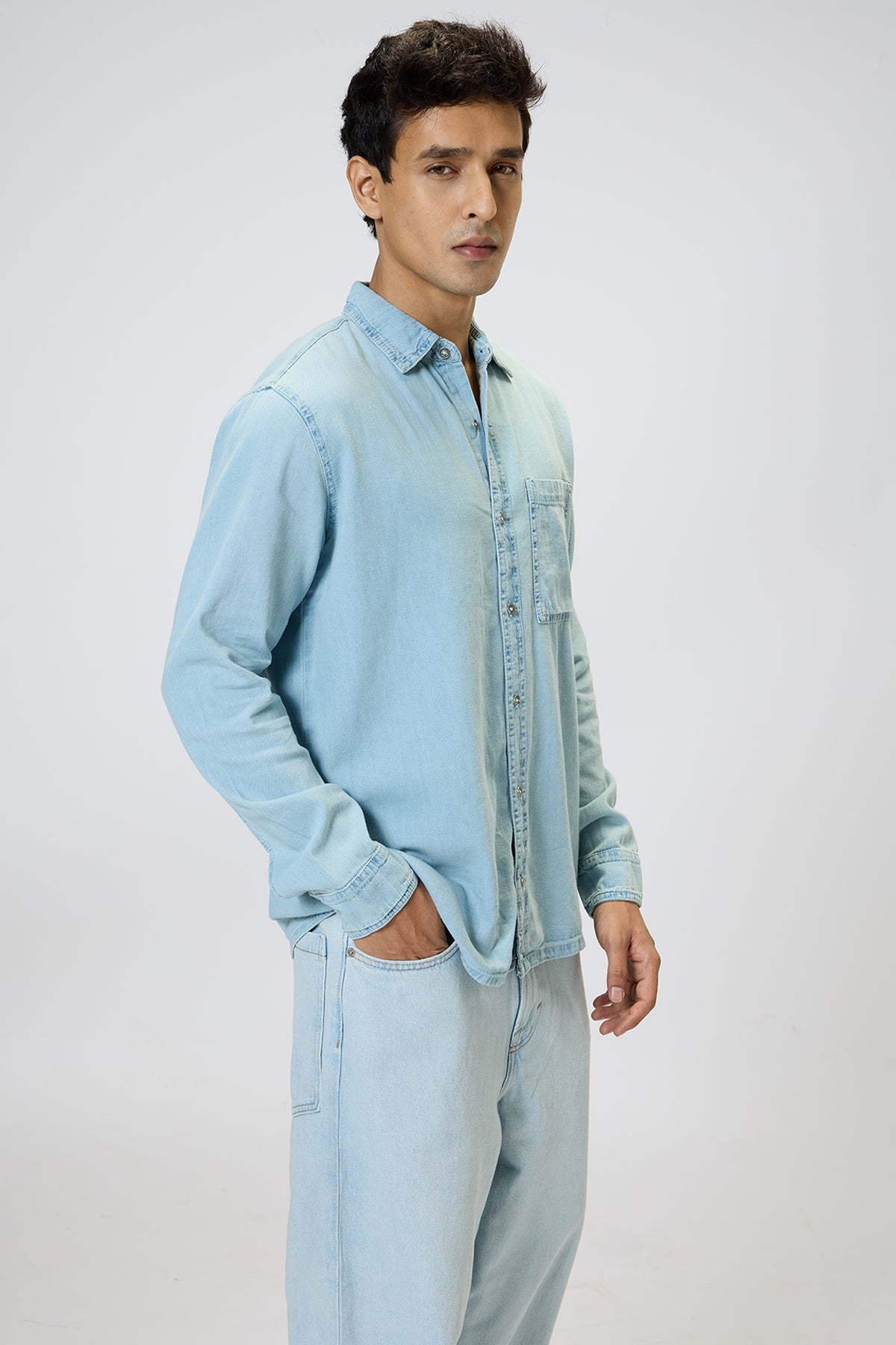 Light Blue Full Sleeves Men's Shirt