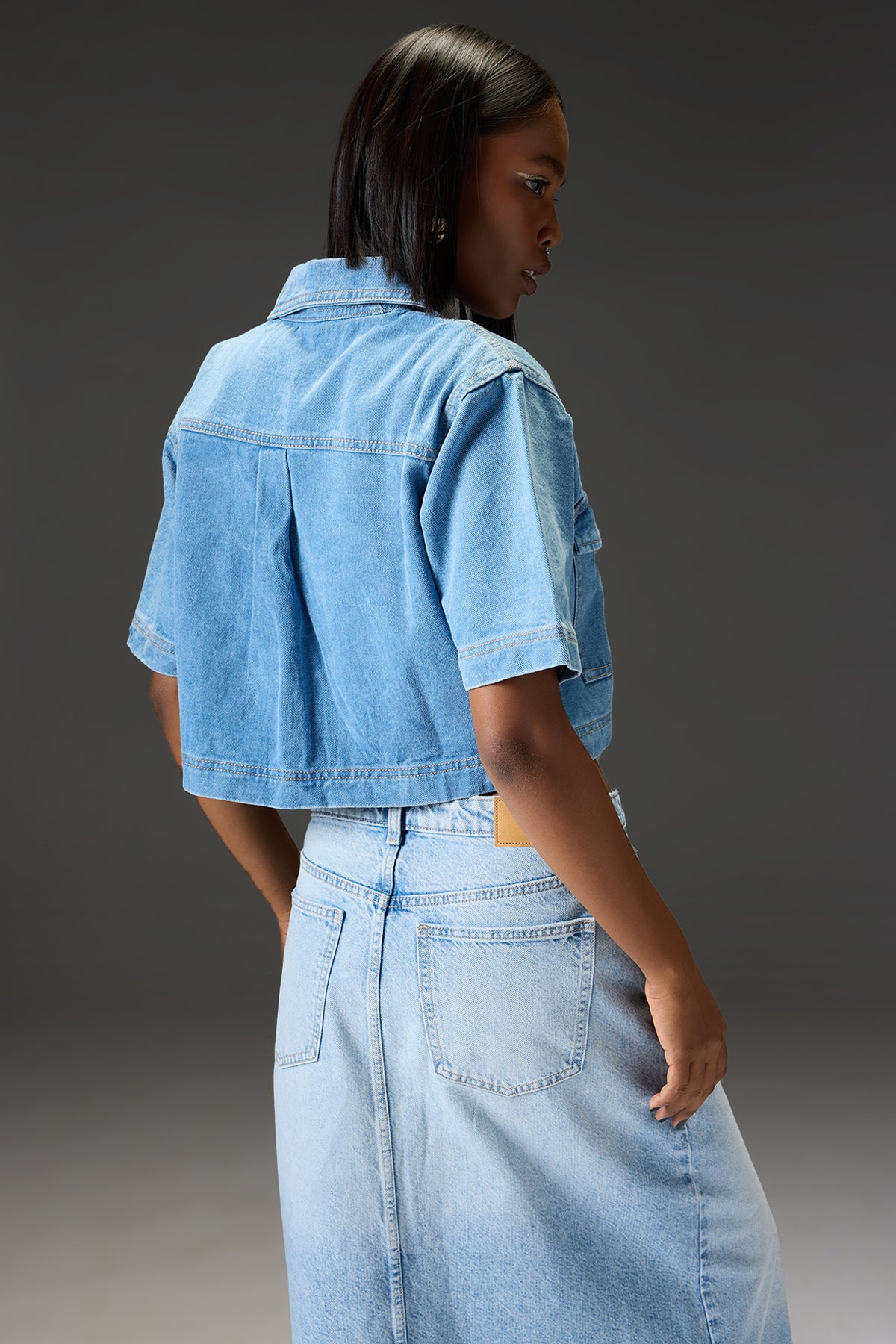 Light Blue Cut And Sew Denim Top