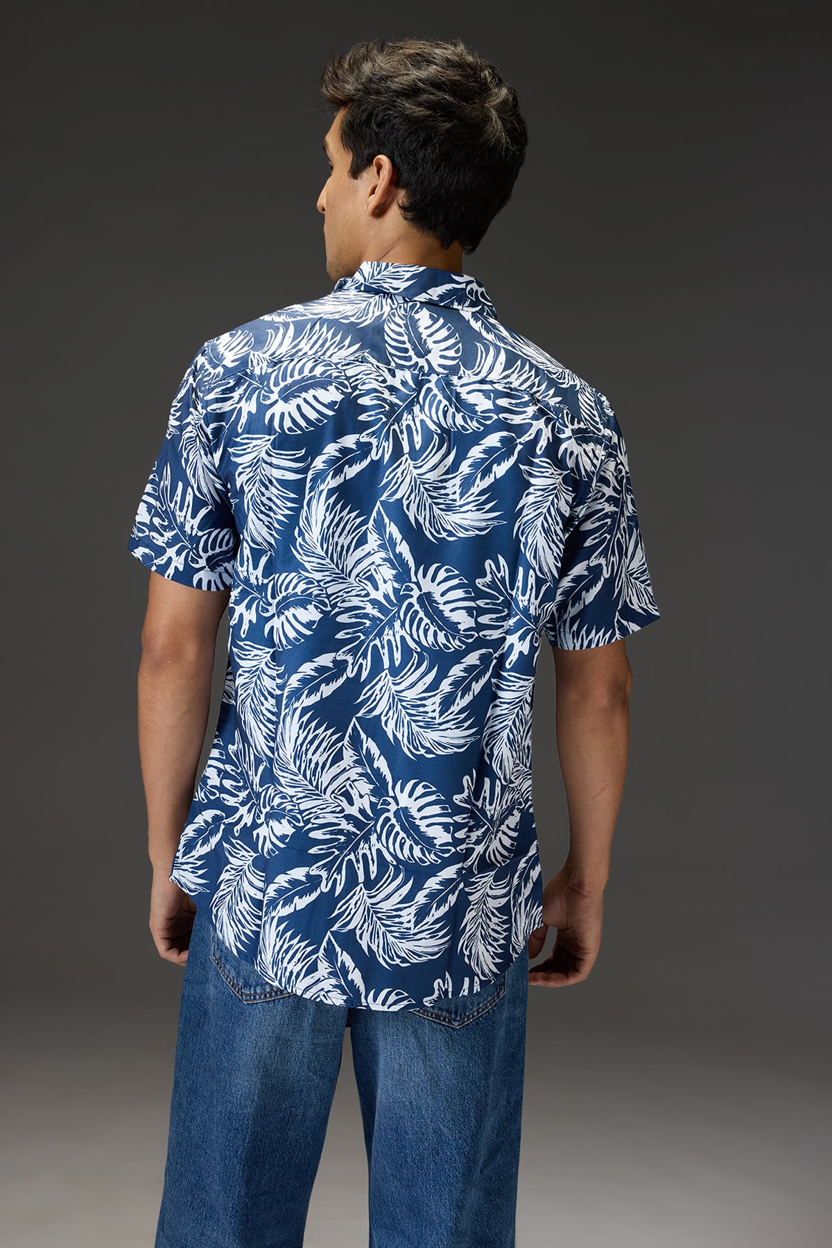 Men's Regular Blue Tropical Shirt