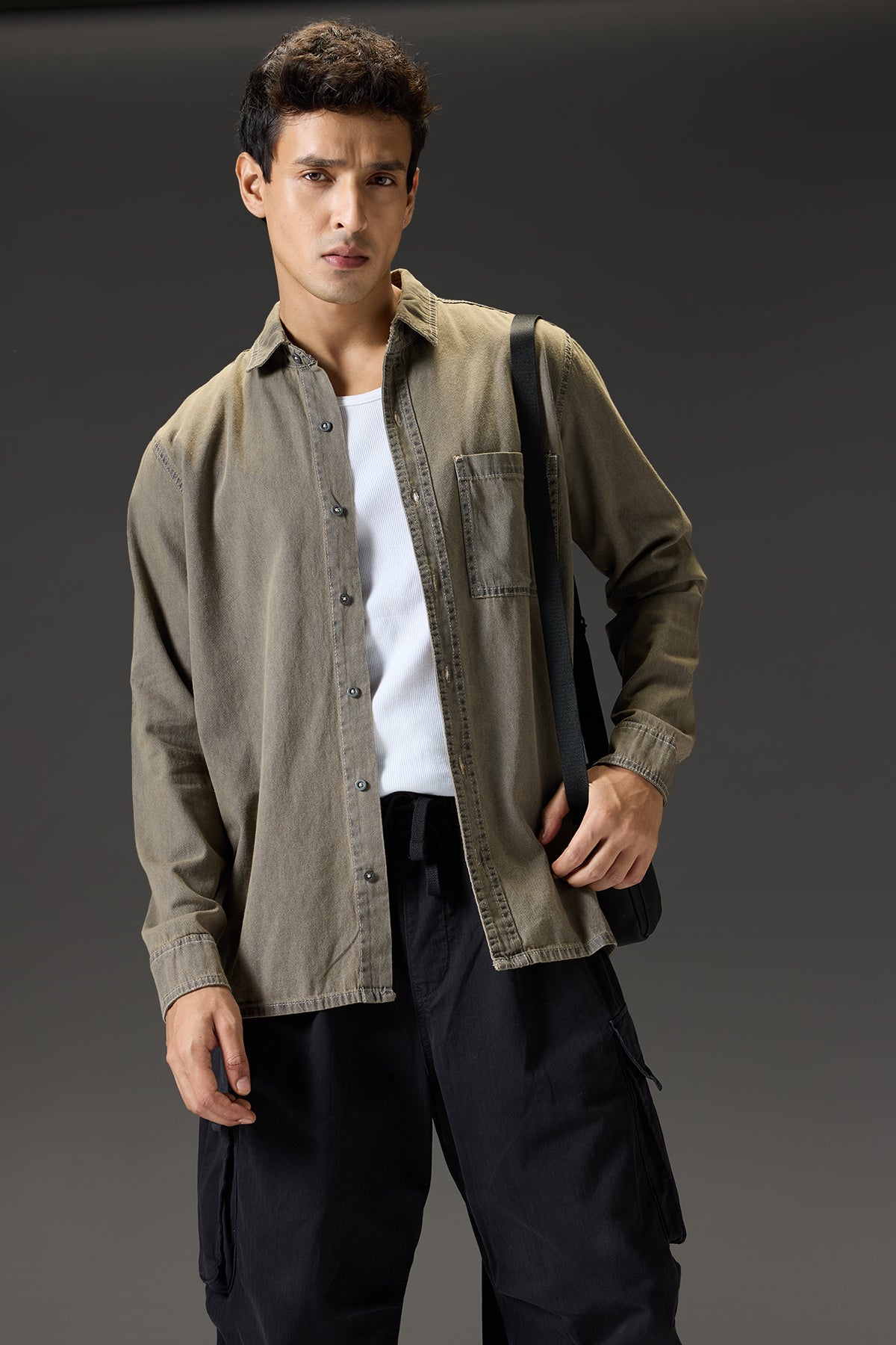 Dessert Grey Full Sleeves Men's Shirt