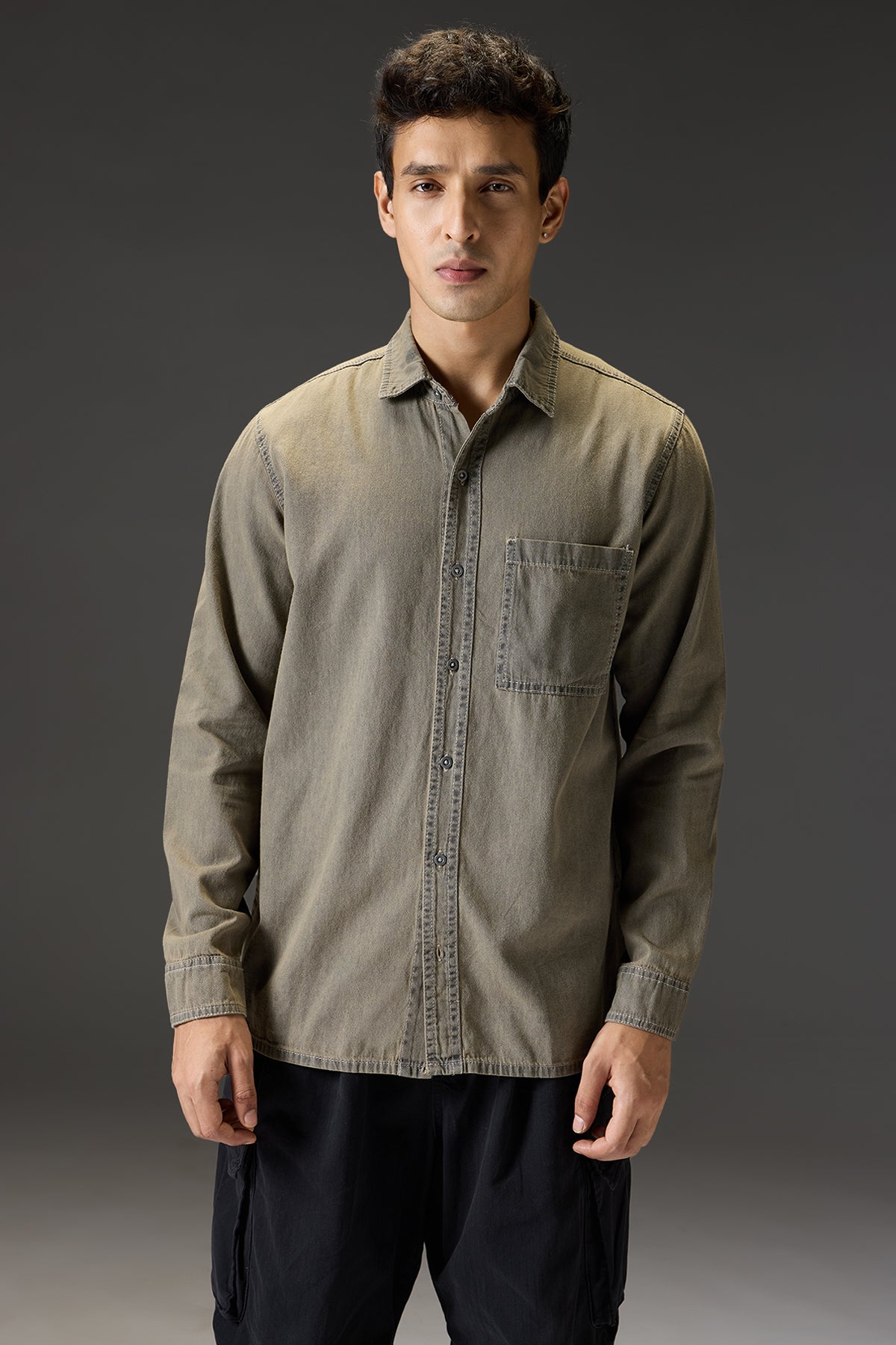 Dessert Grey Full Sleeves Men's Shirt