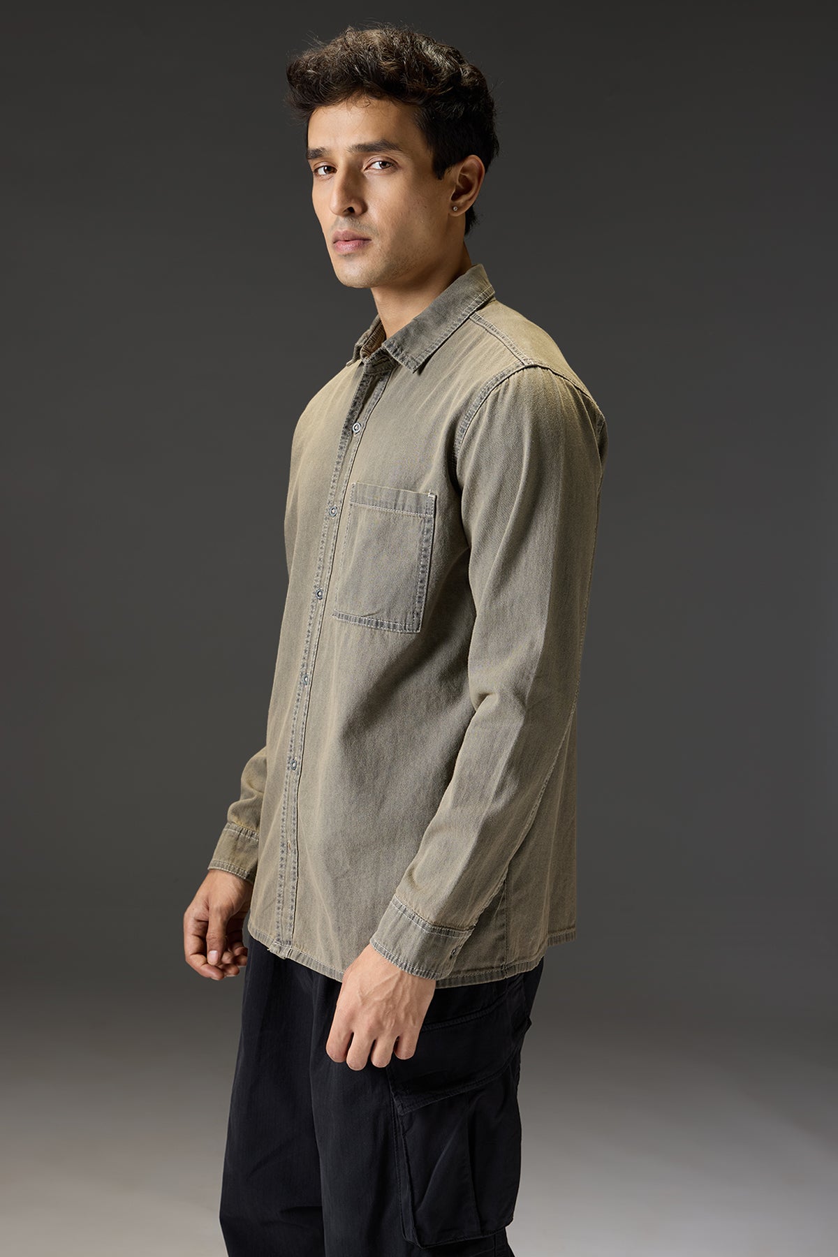 Dessert Grey Full Sleeves Men's Shirt