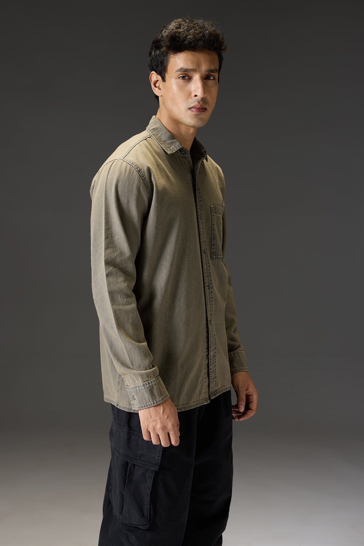 Dessert Grey Full Sleeves Men's Shirt