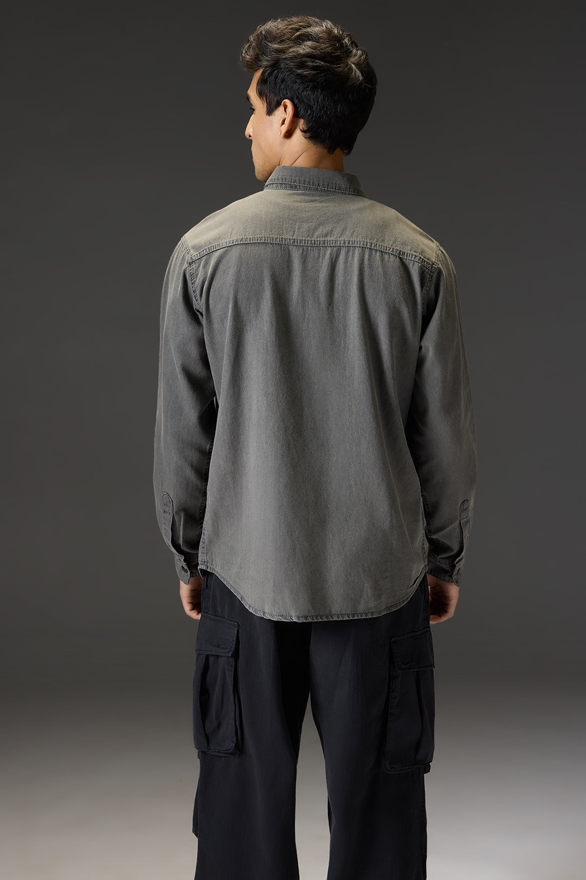 Ombre Grey Men's Denim Effect Shirt