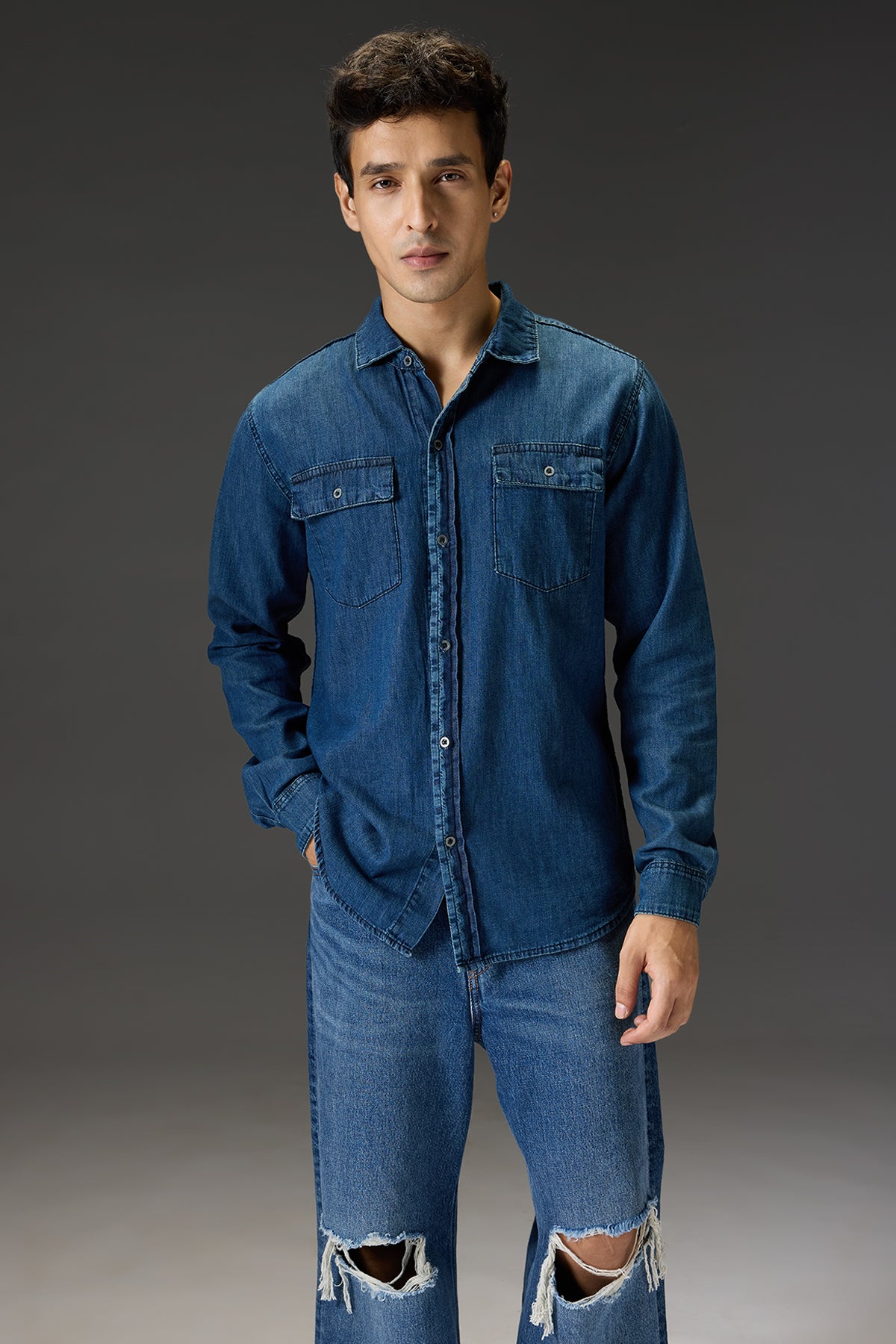 Classic Lightweight Denim Men's Summer Shirt