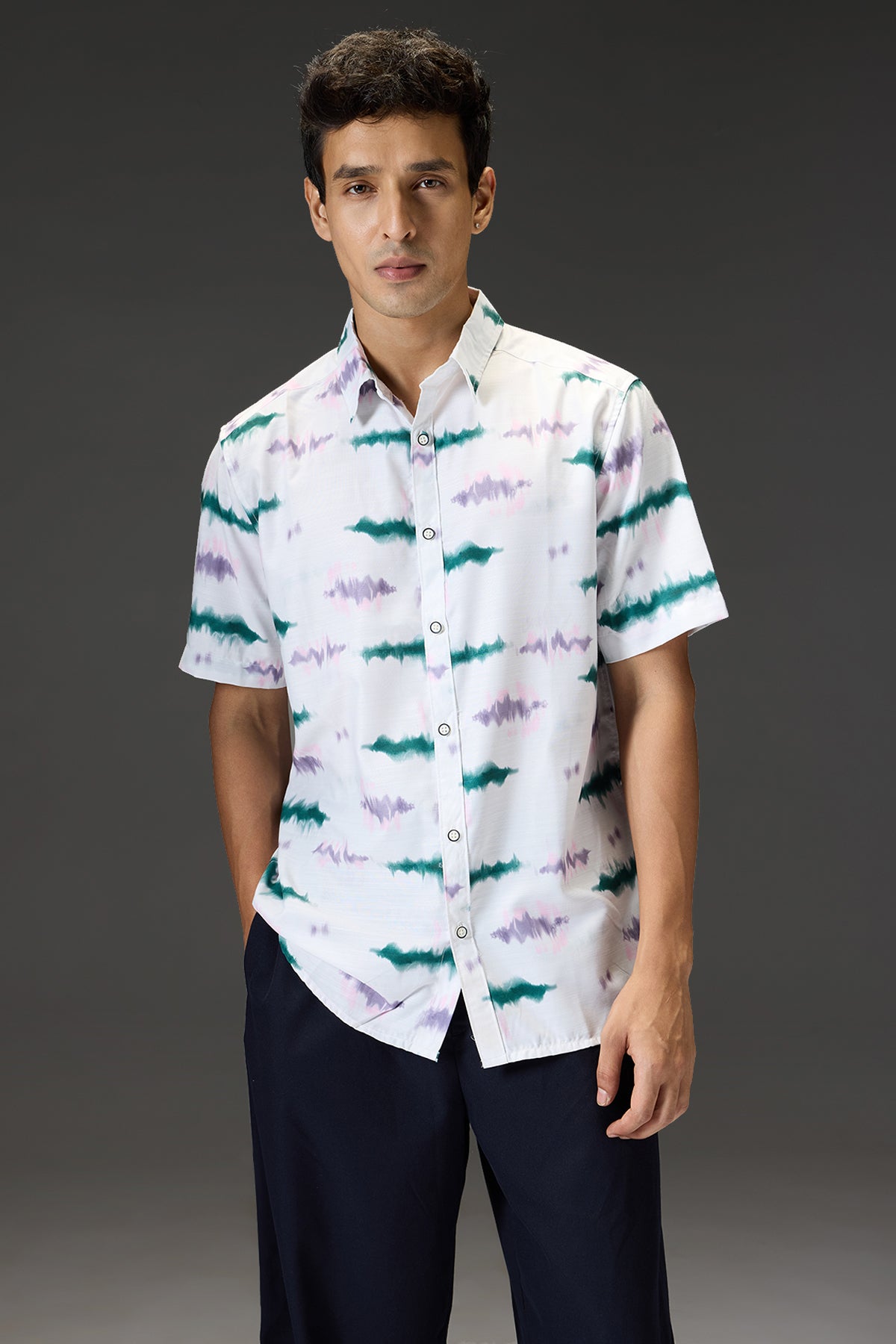 Tie Dye Printed Men's Resort Shirt