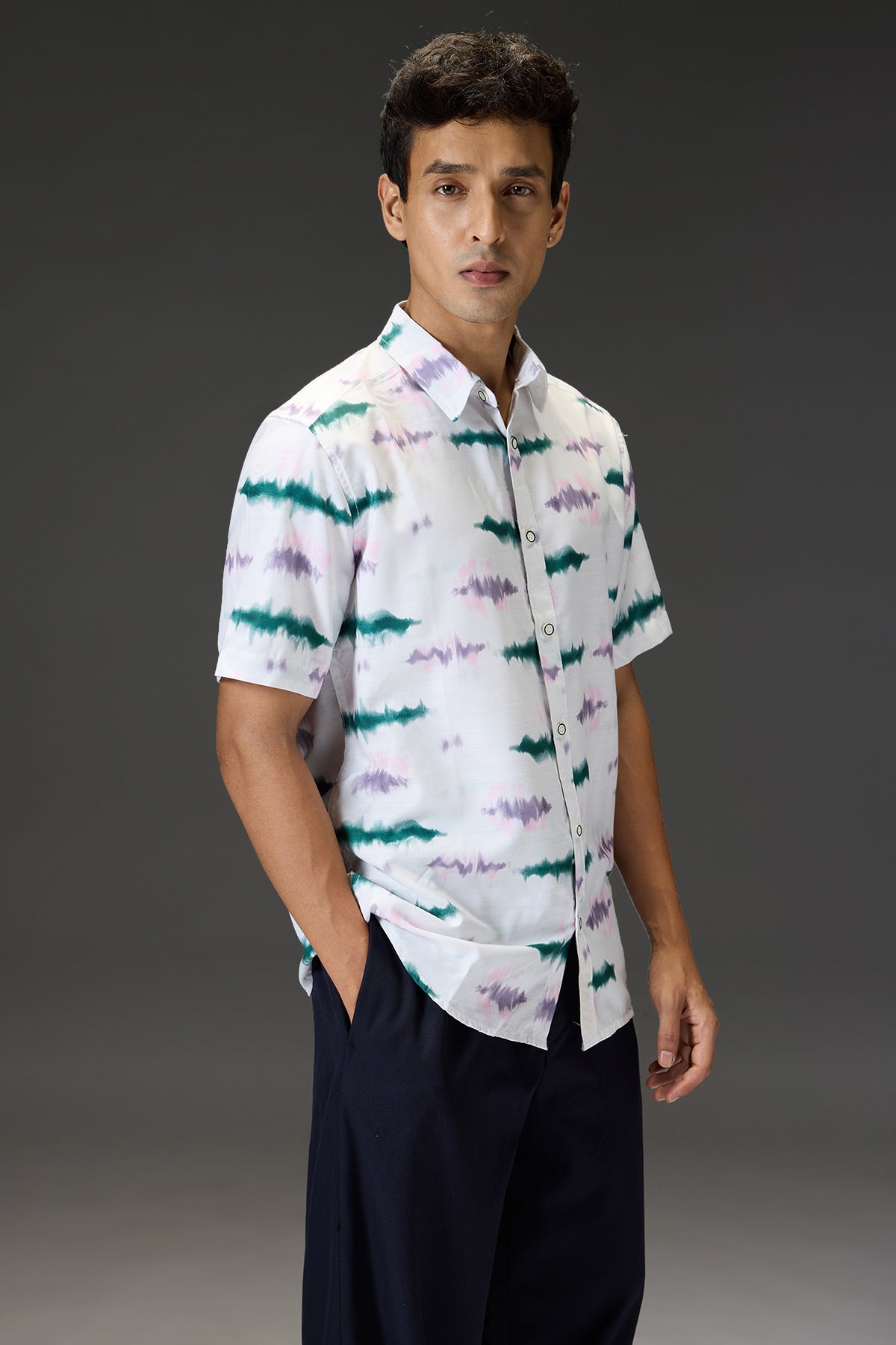 Tie Dye Printed Men's Resort Shirt