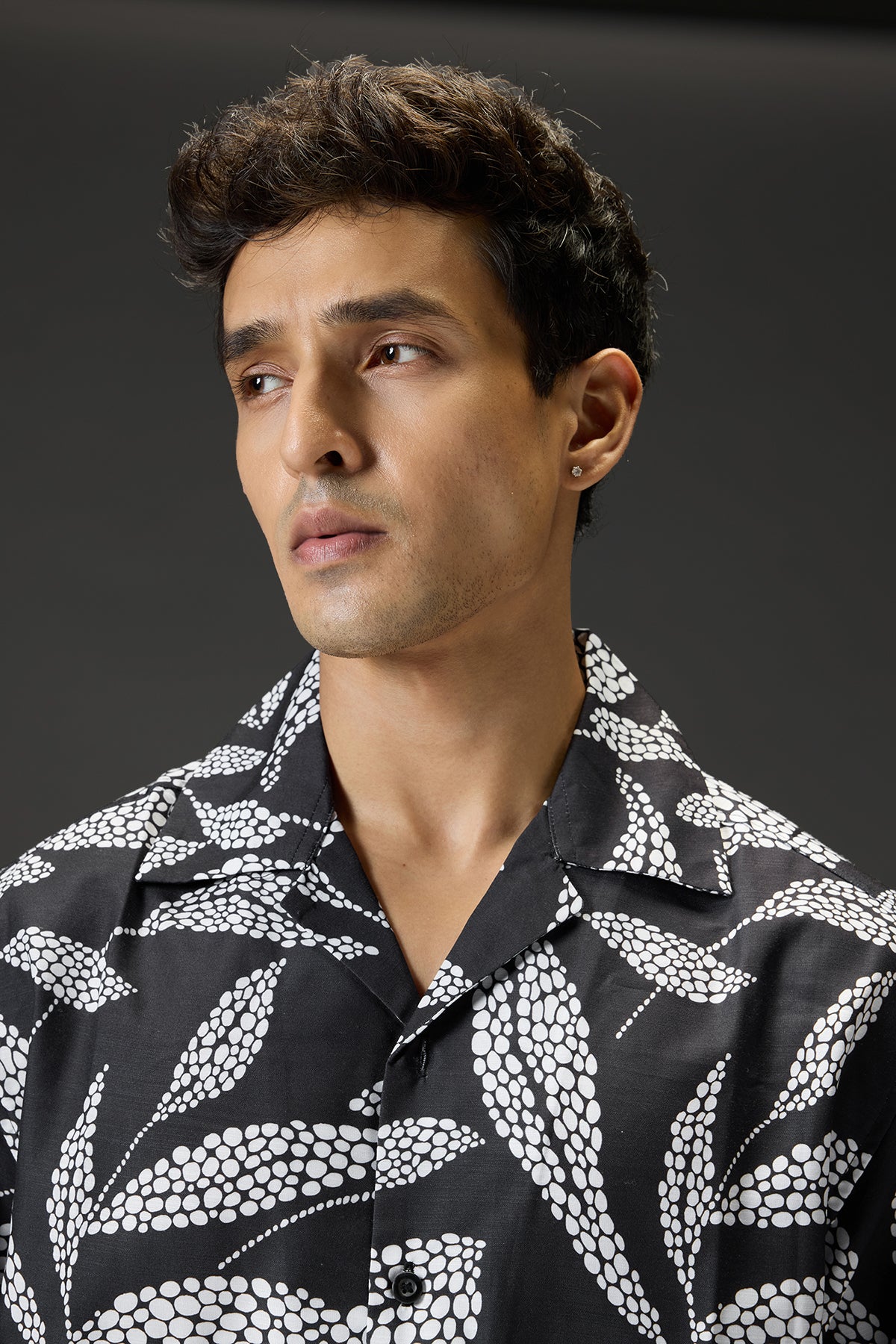 Graphite Leaf Men's Resort Collar Shirt