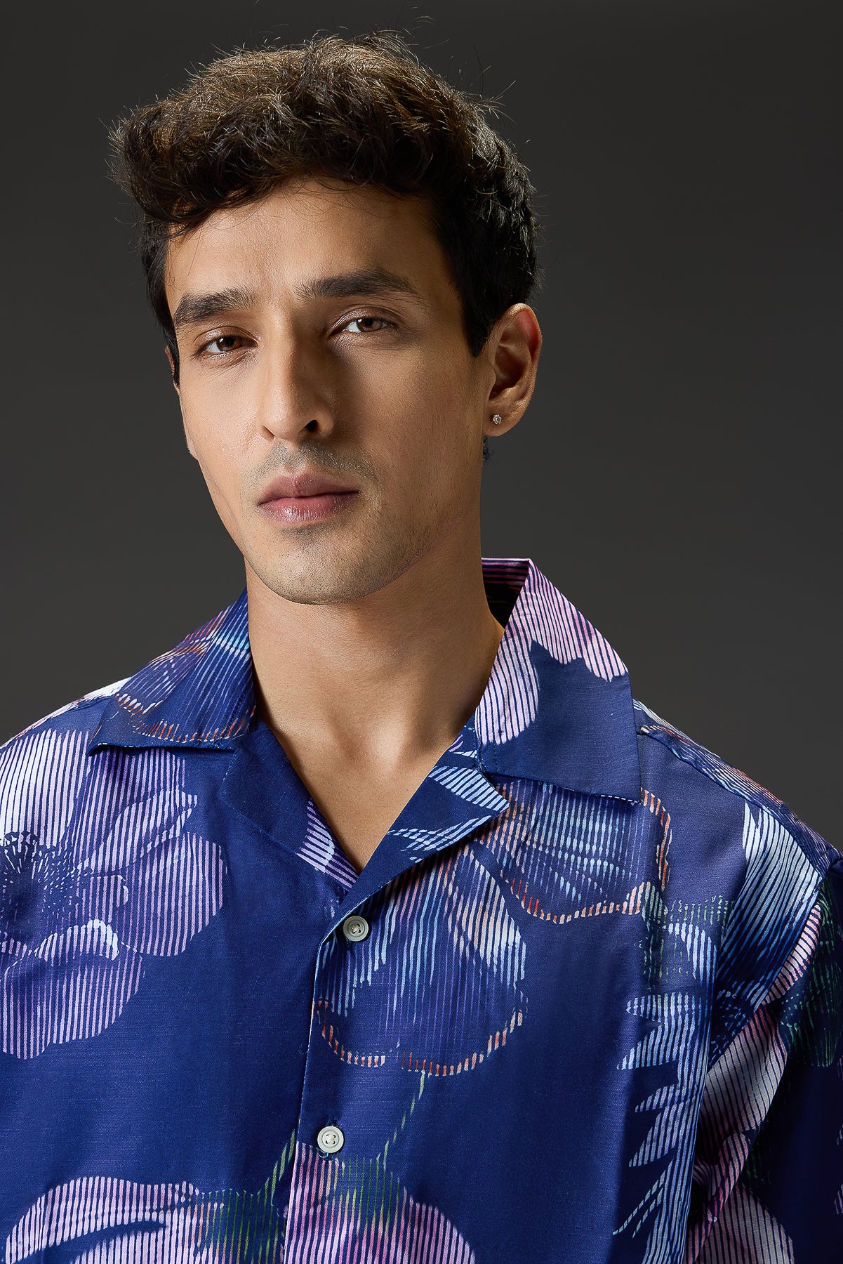 Men's Blue Printed Relaxed Shirt