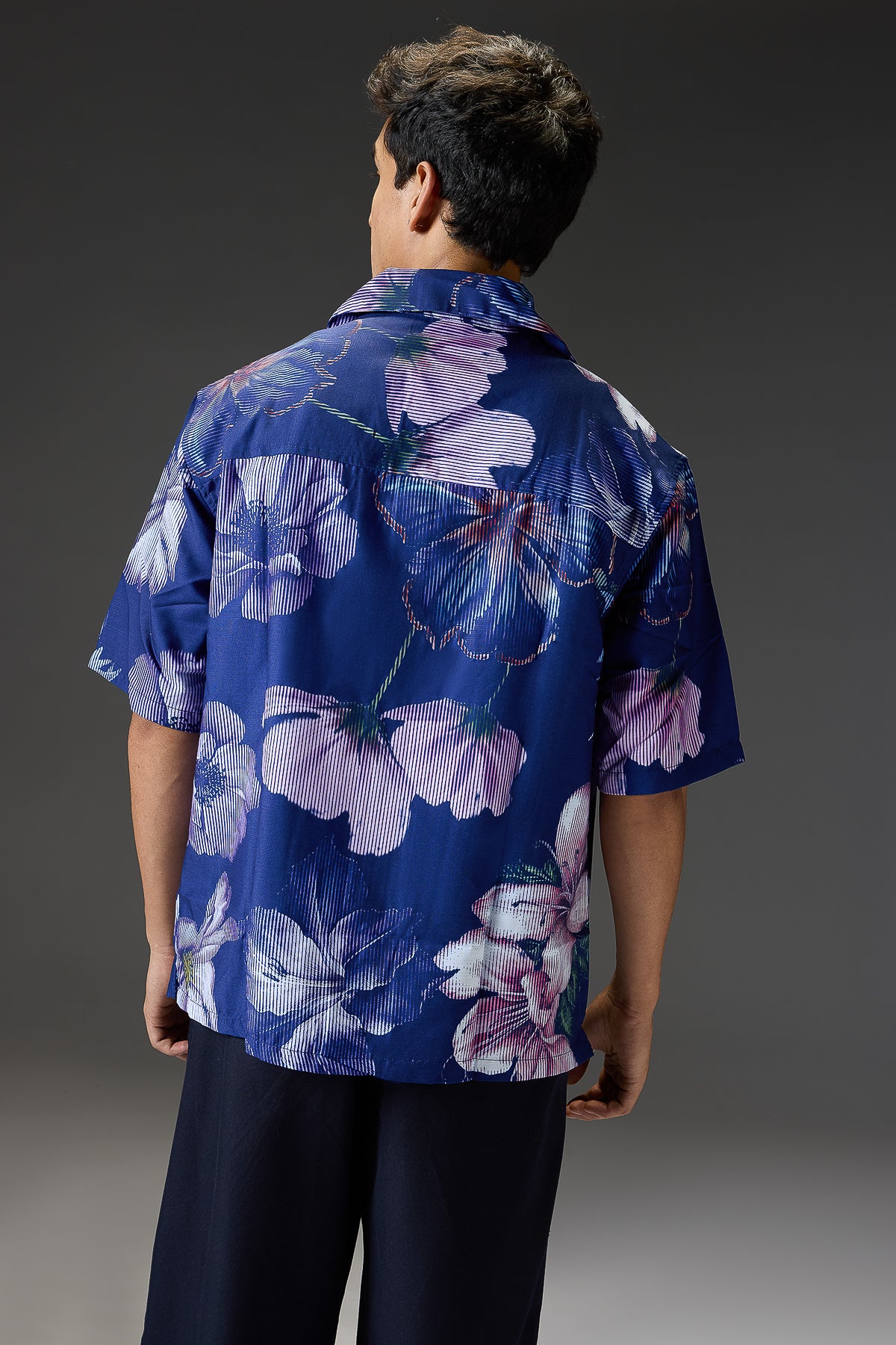 Men's Blue Printed Relaxed Shirt