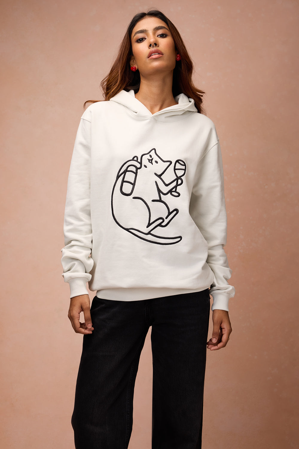 Women's Cat Snuggle Grey Hoodie