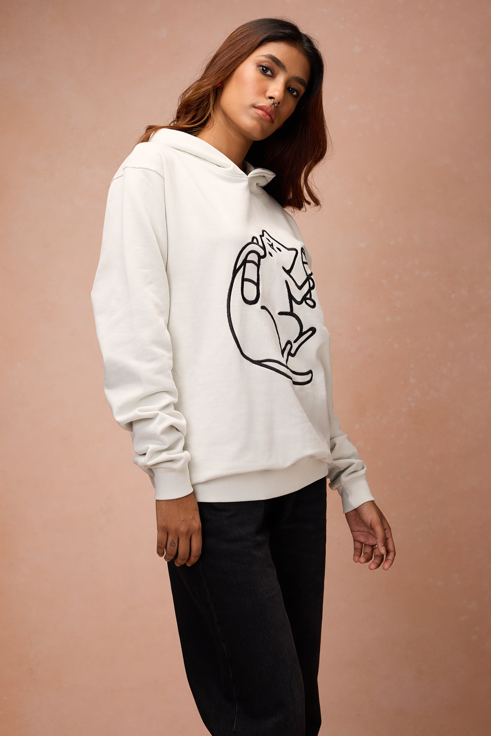 Women's Cat Snuggle Grey Hoodie