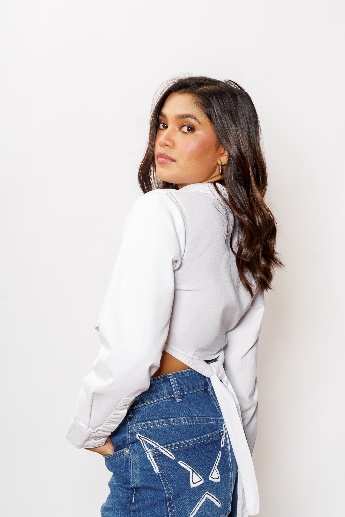 BACK TIE CROP SHIRT