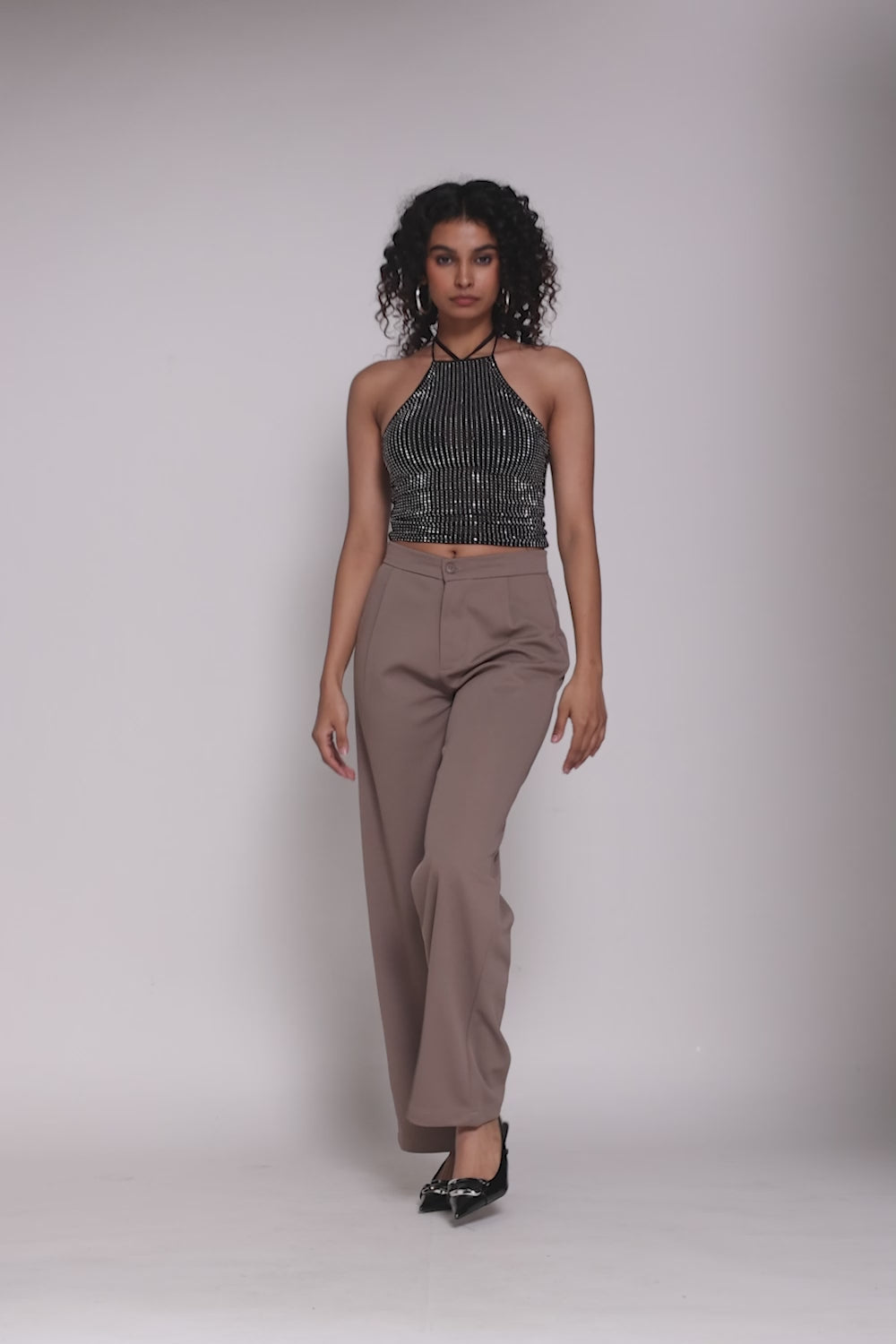 [ NERDY ]★韓国人気★WOMEN'S GLOSSY TRACK HALF PANTS SET Warm Greige Women's Textured Korean Pants