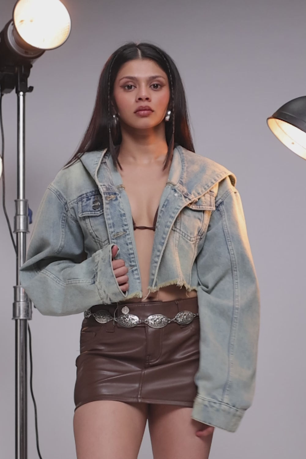 Retro Haze Cropped Denim Jacket
