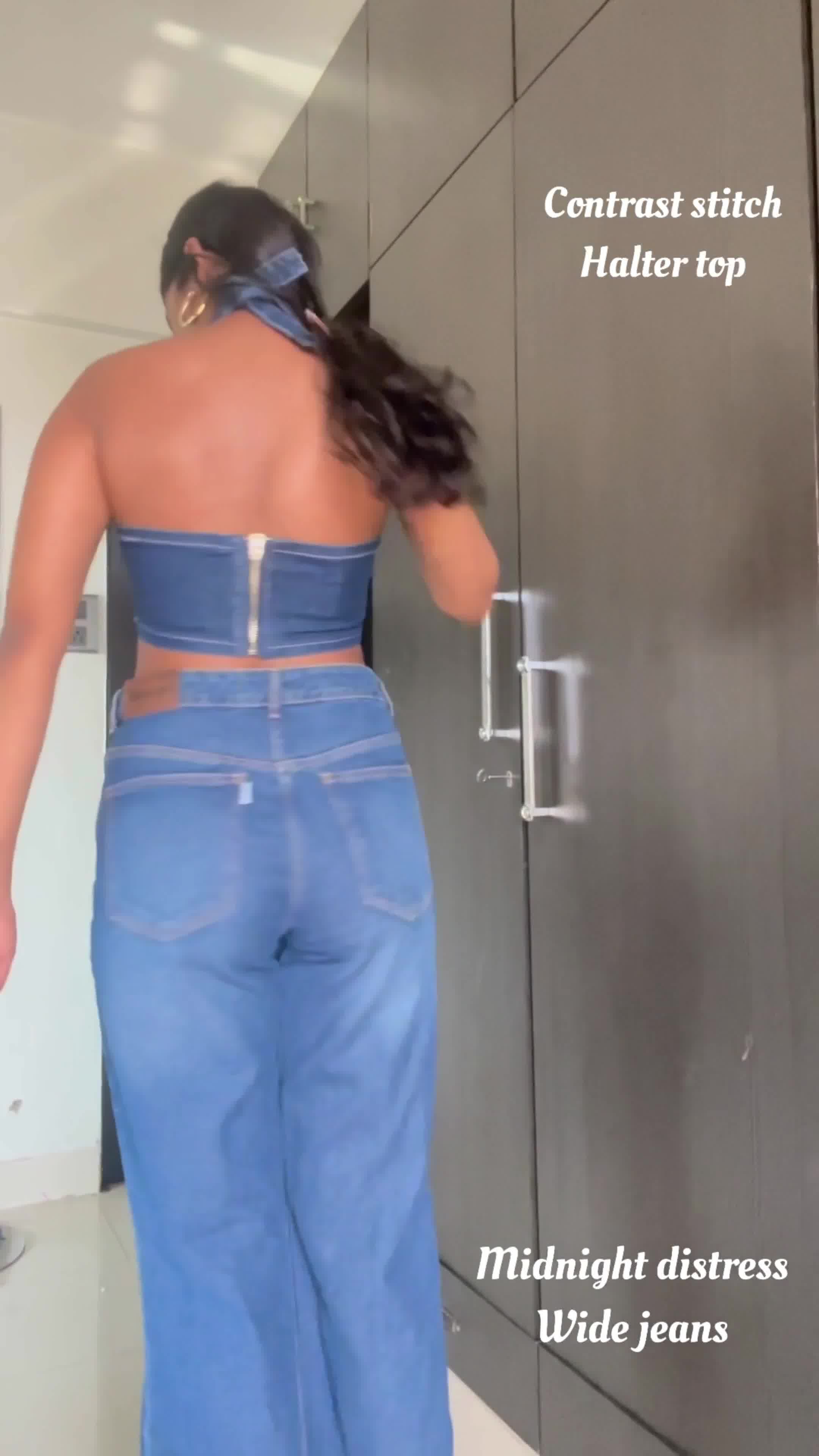 Midnight Blue Distress Wide Jeans Midnight Blue Distress Wide Jeans