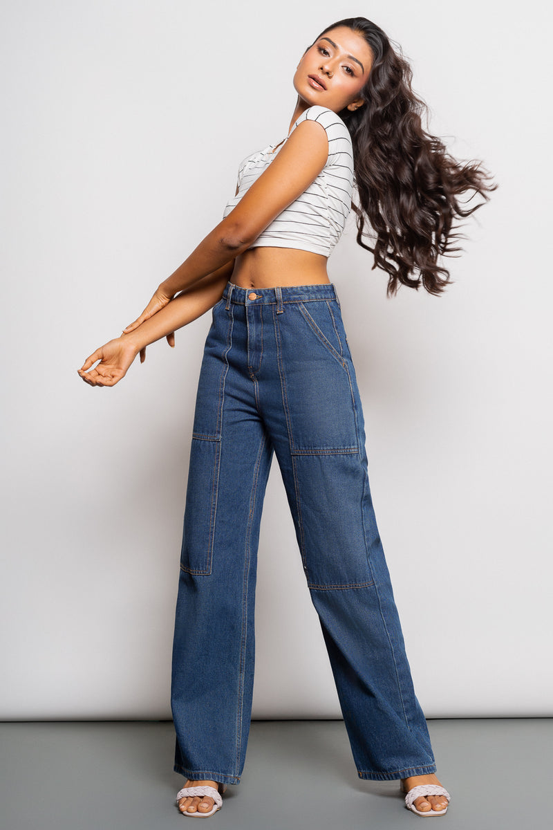 FRONT SEAM STRAIGHT JEANS