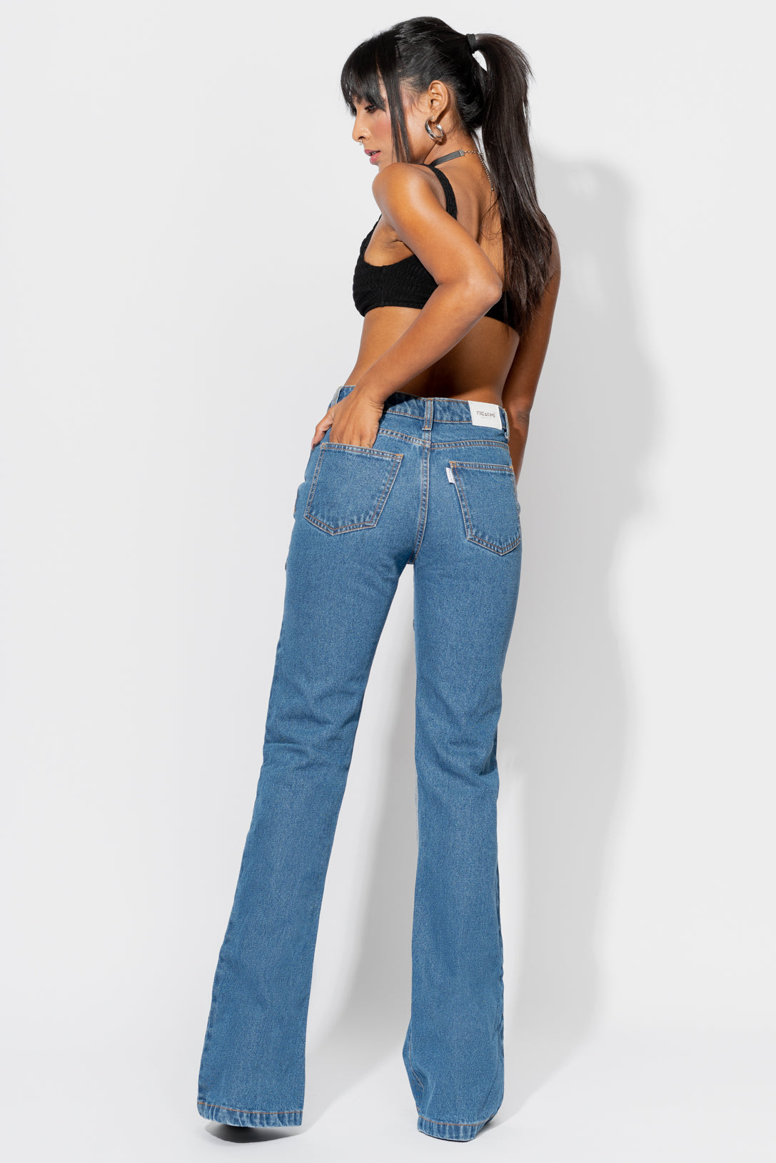 REVERSE PATCH BOOTCUT JEANS
