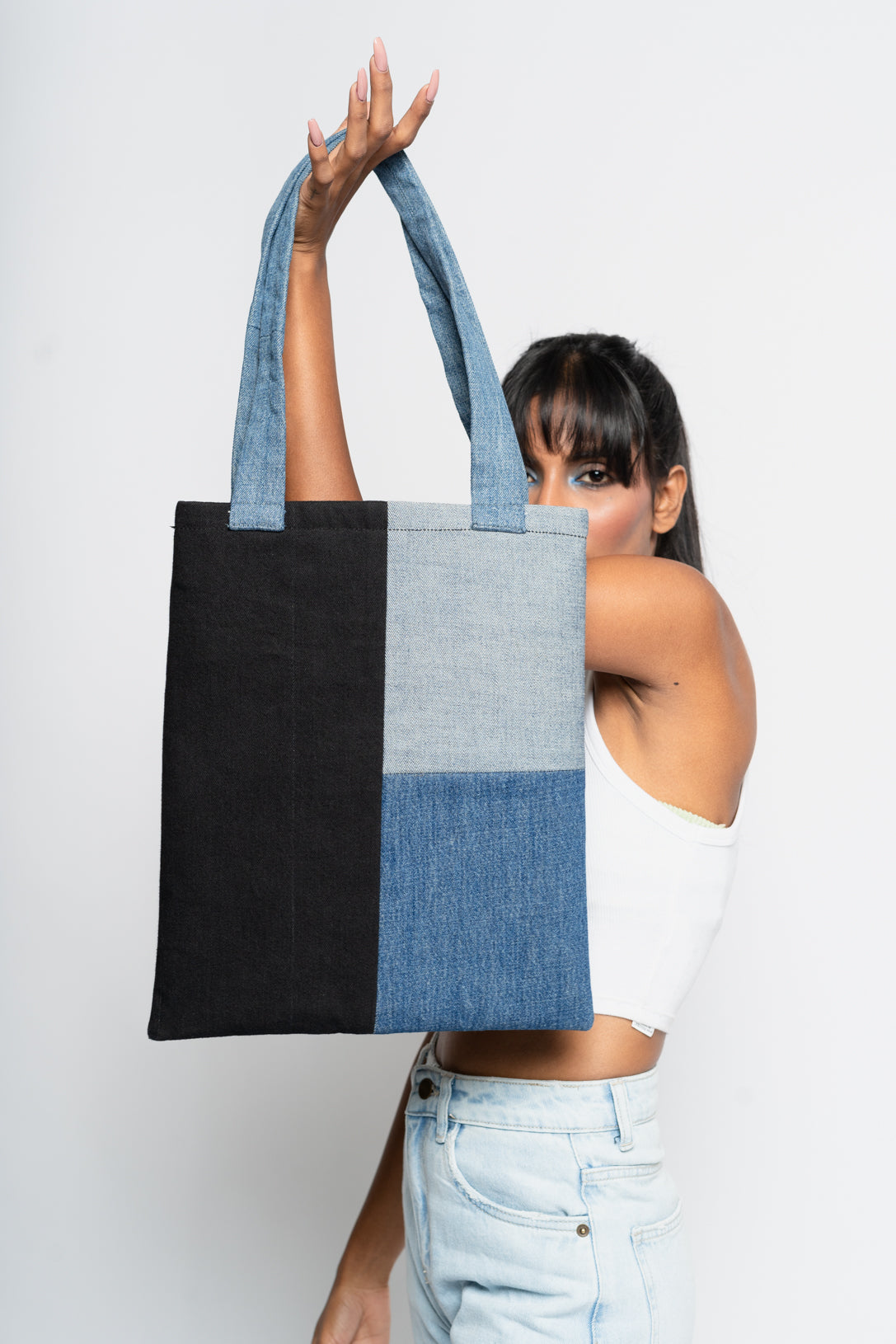 VERTICAL PATCHED TOTE BAG