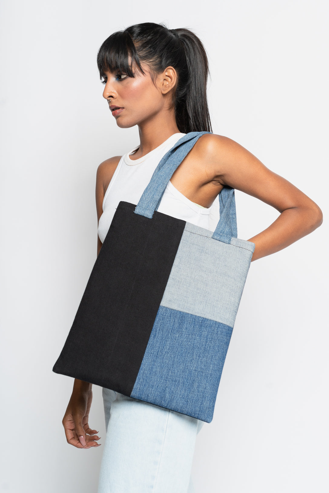 VERTICAL PATCHED TOTE BAG