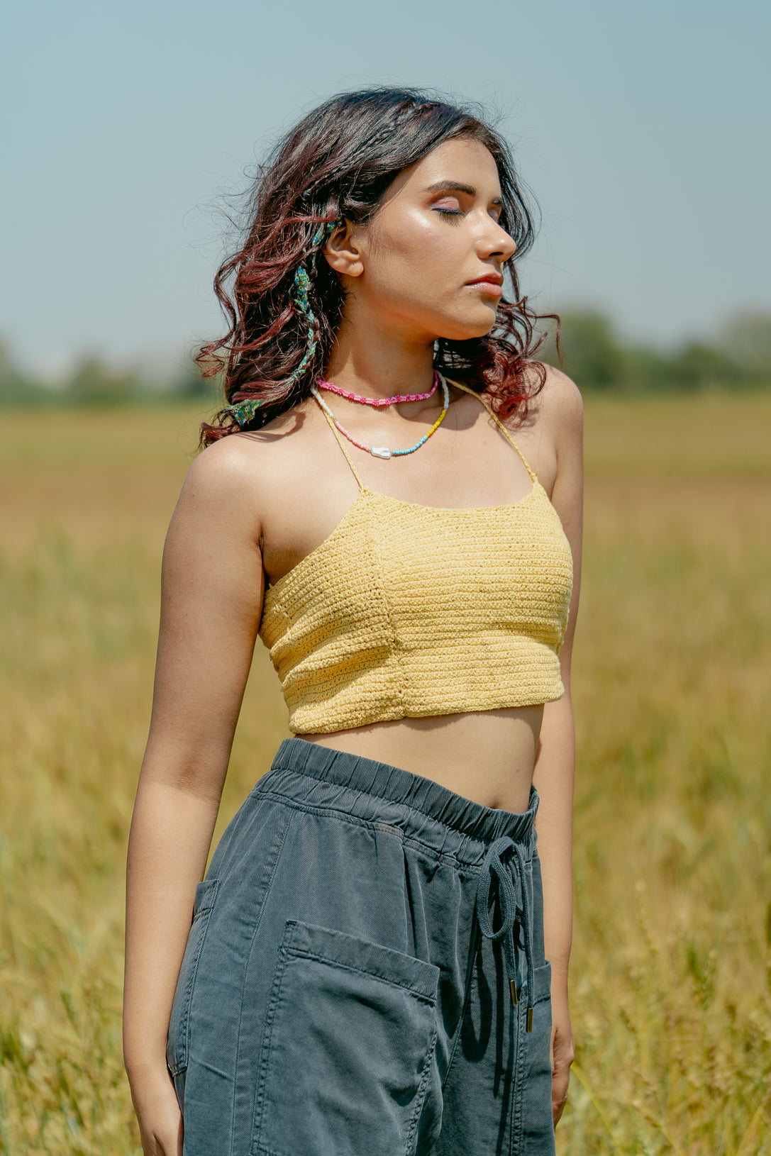 IRIS YELLOW CROCHET TOP