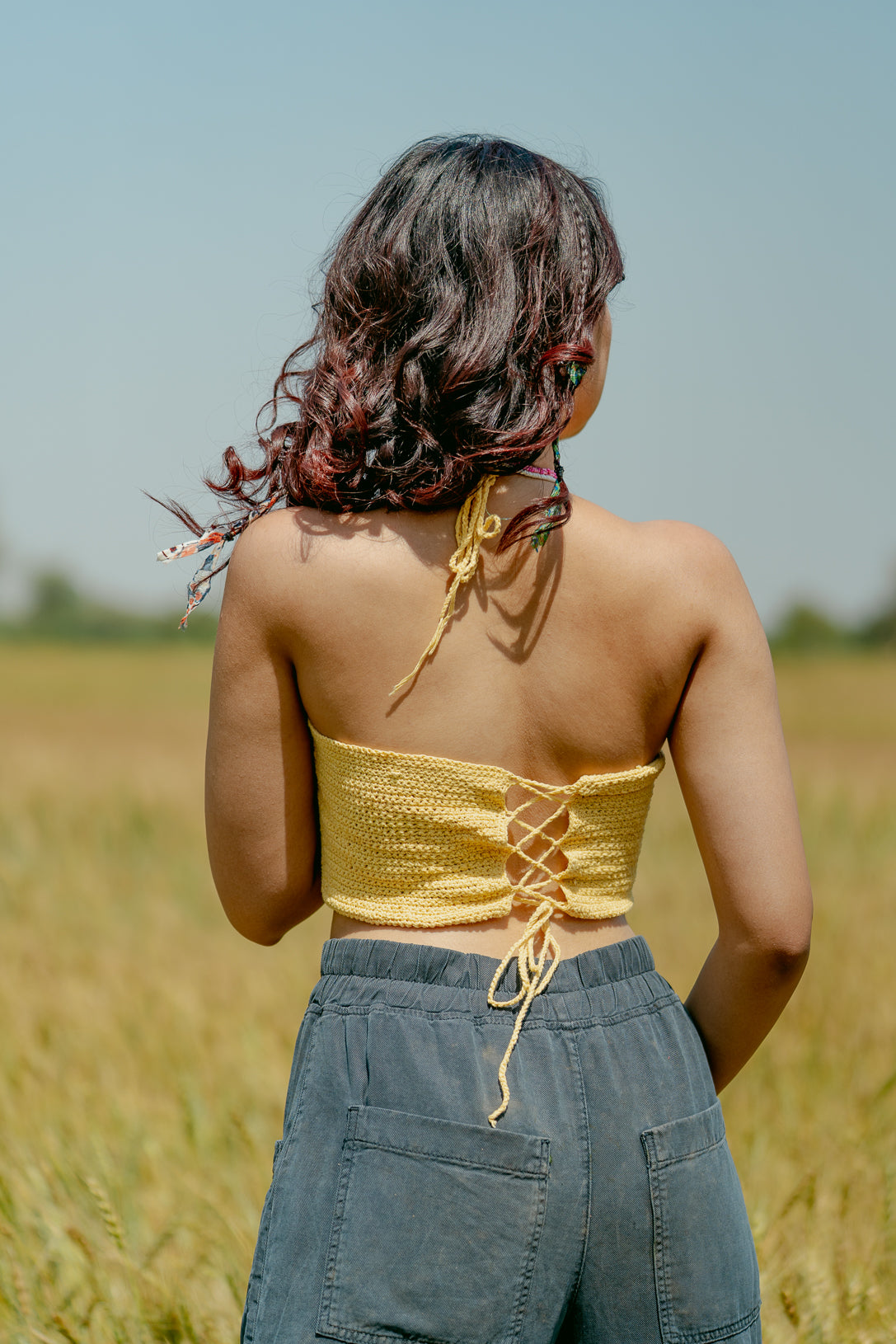 IRIS YELLOW CROCHET TOP