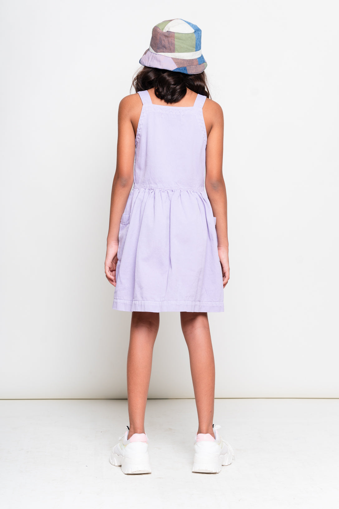 lilac dungaree dress