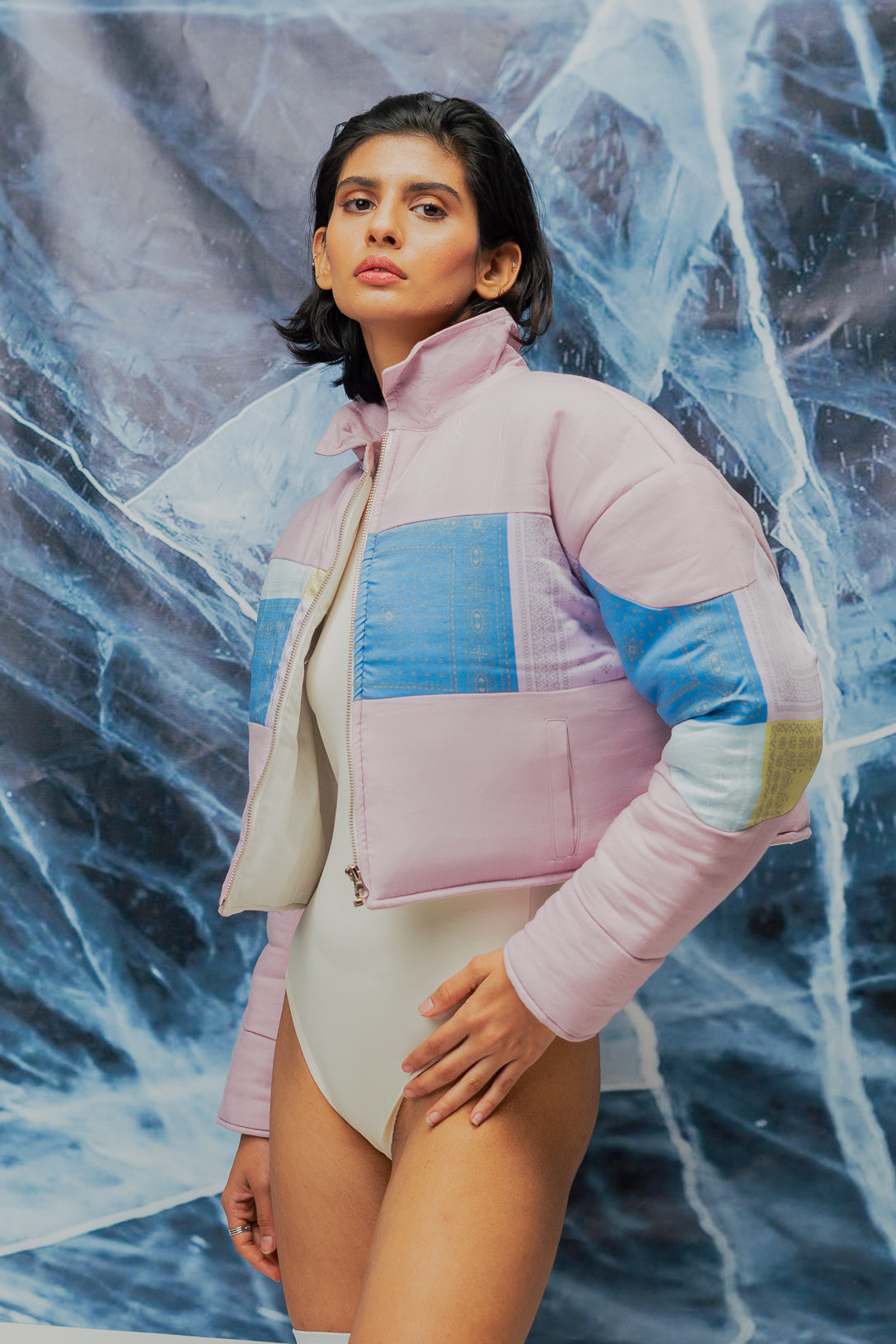 PINK PATCHED PUFFER JACKET