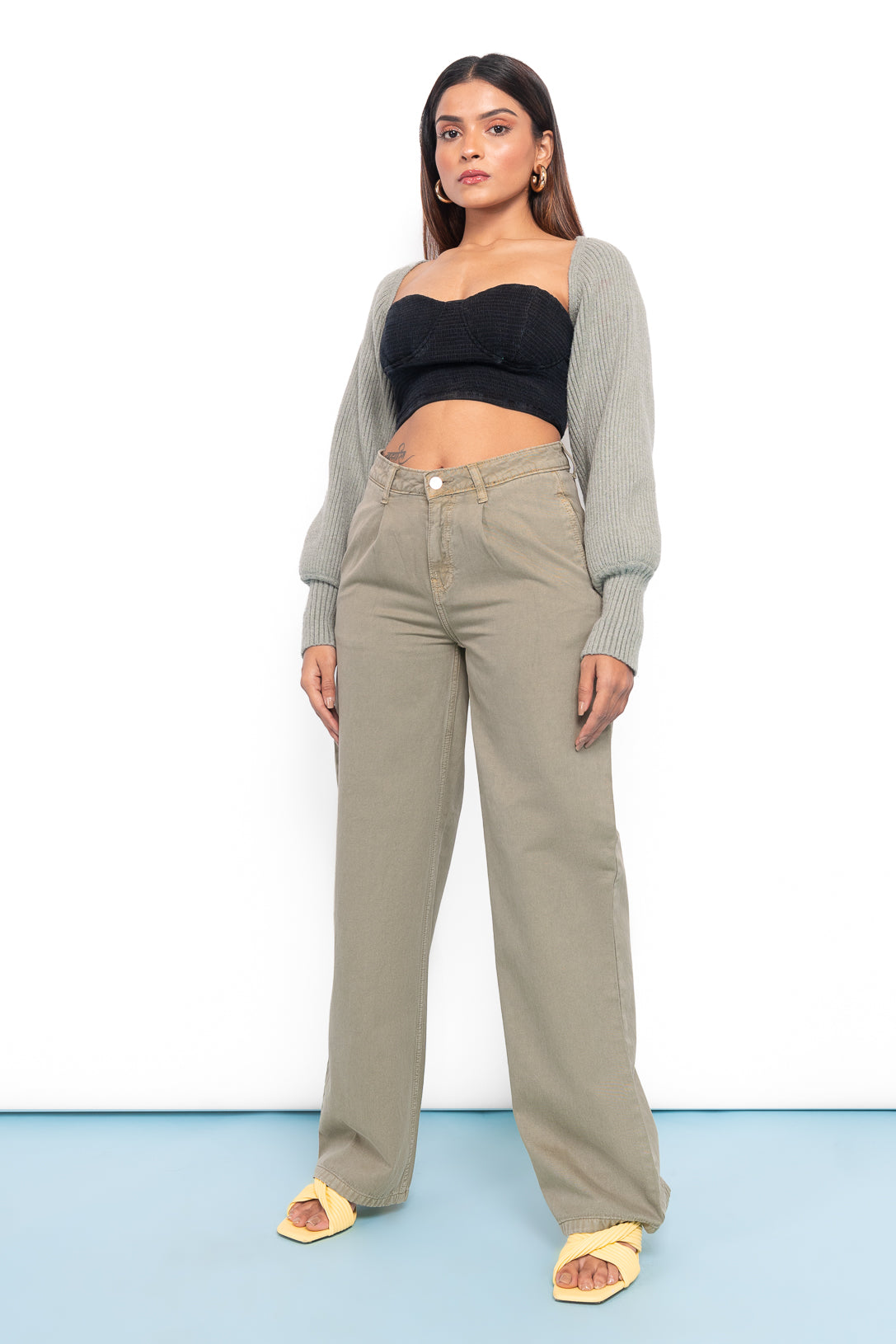 REPOSE GREY STRAIGHT PANTS
