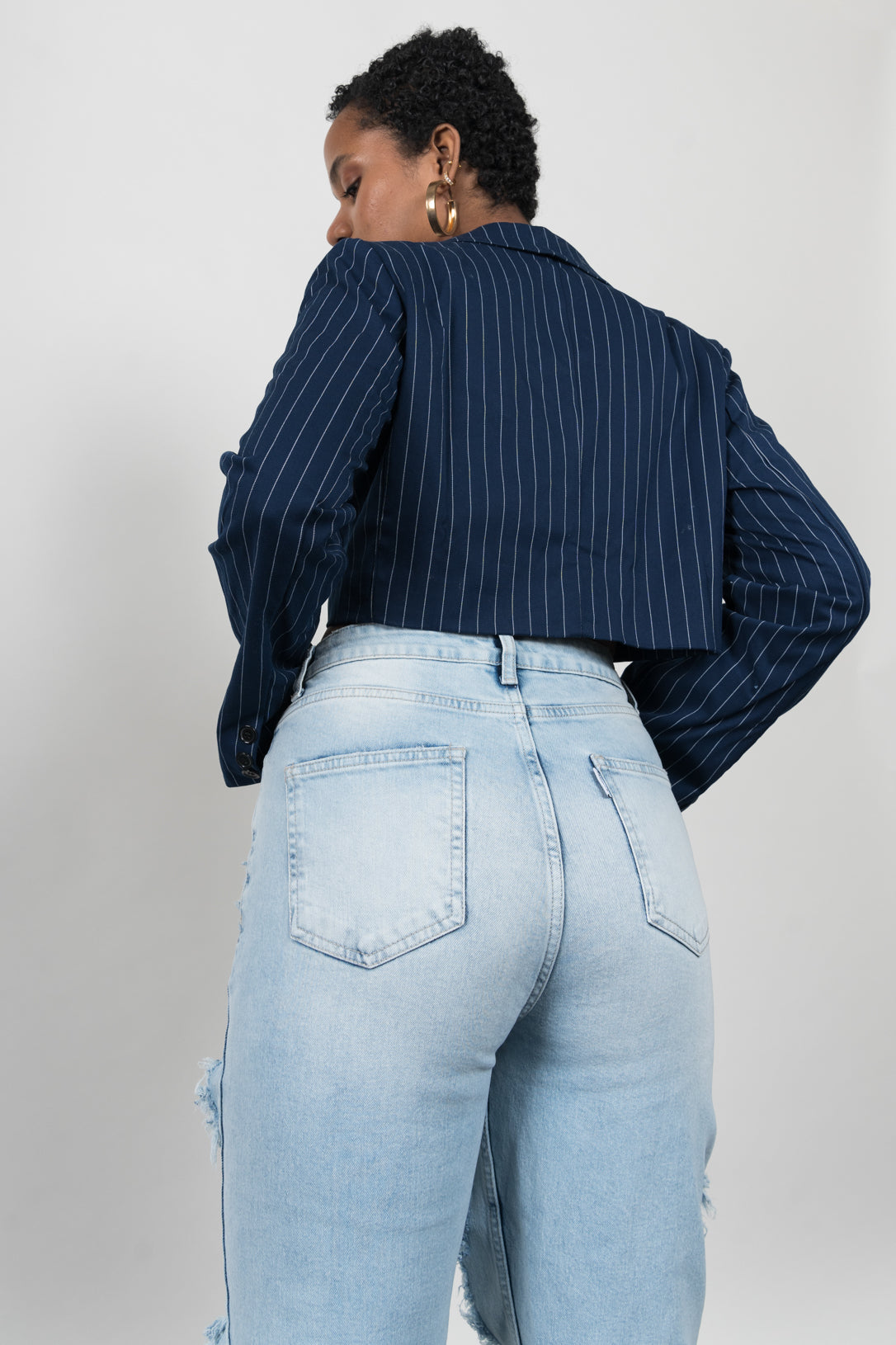 Light blue ripped Mom jeans