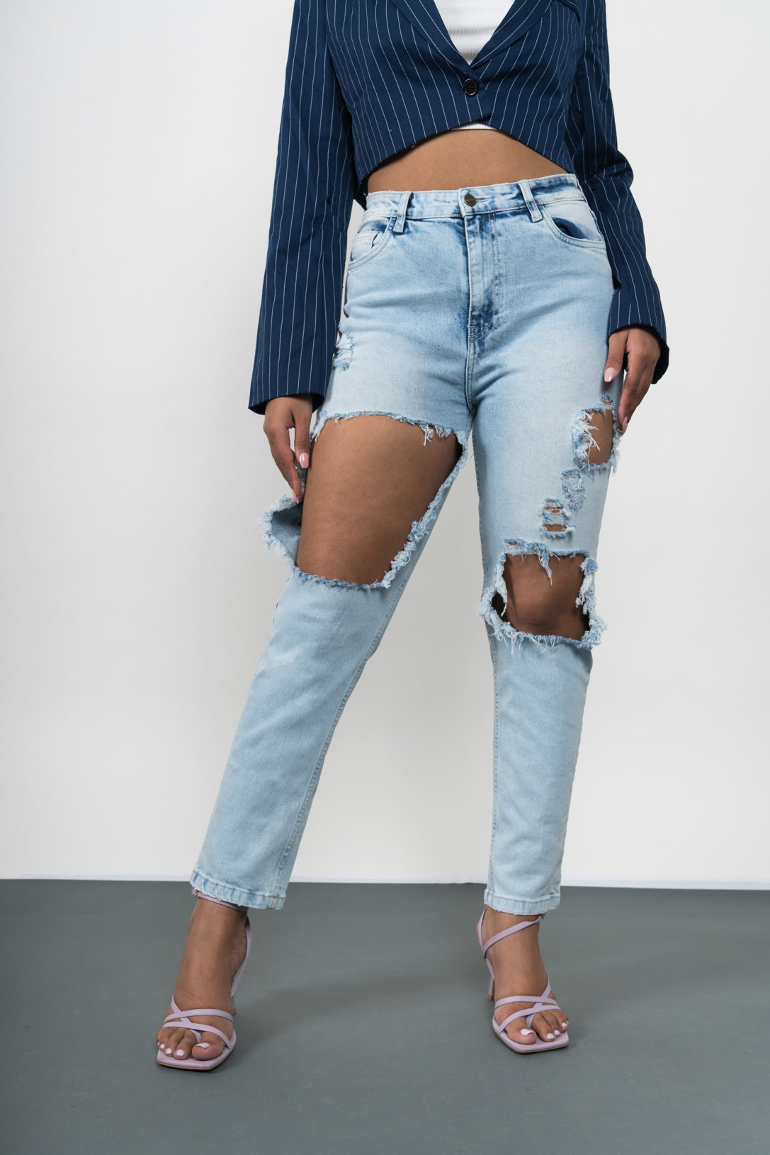 Light blue ripped Mom jeans
