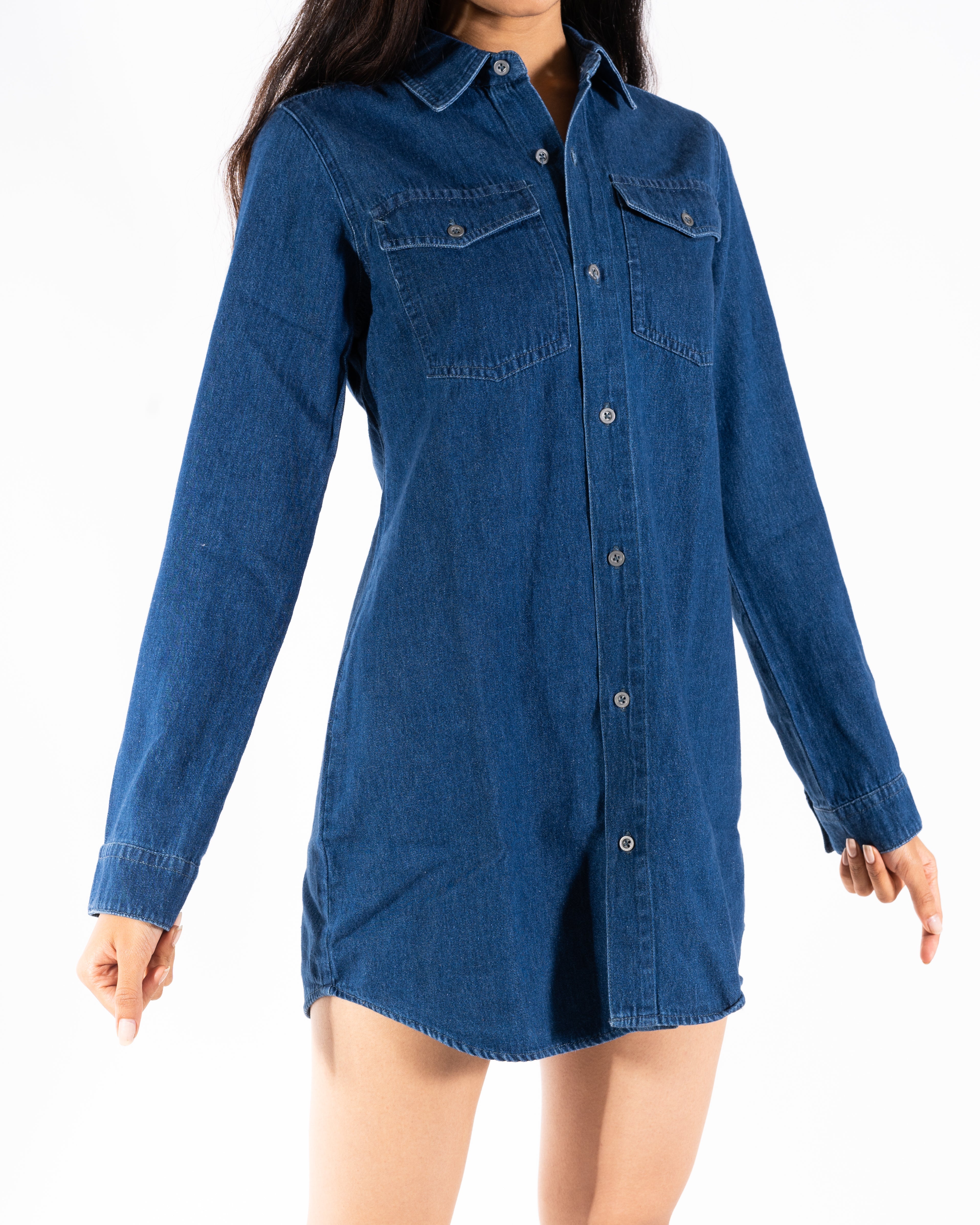 DARK BLUE DENIM SHIRT DRESS