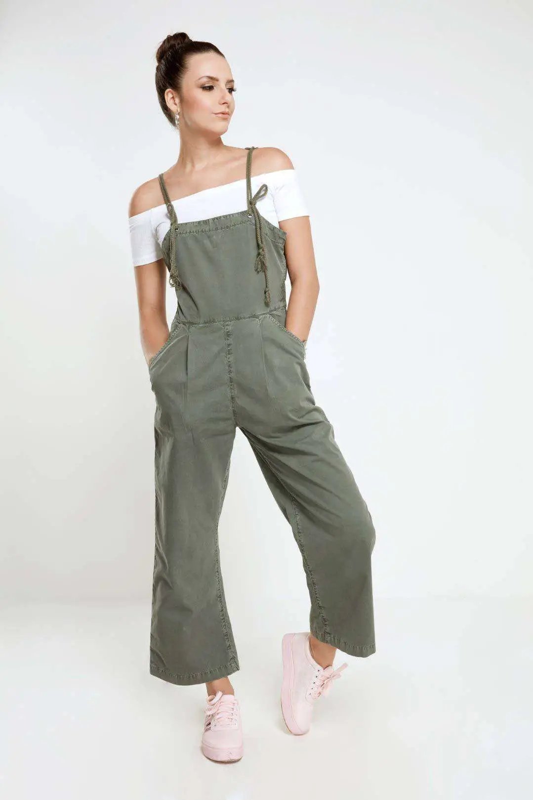 Strappy dungaree in olive